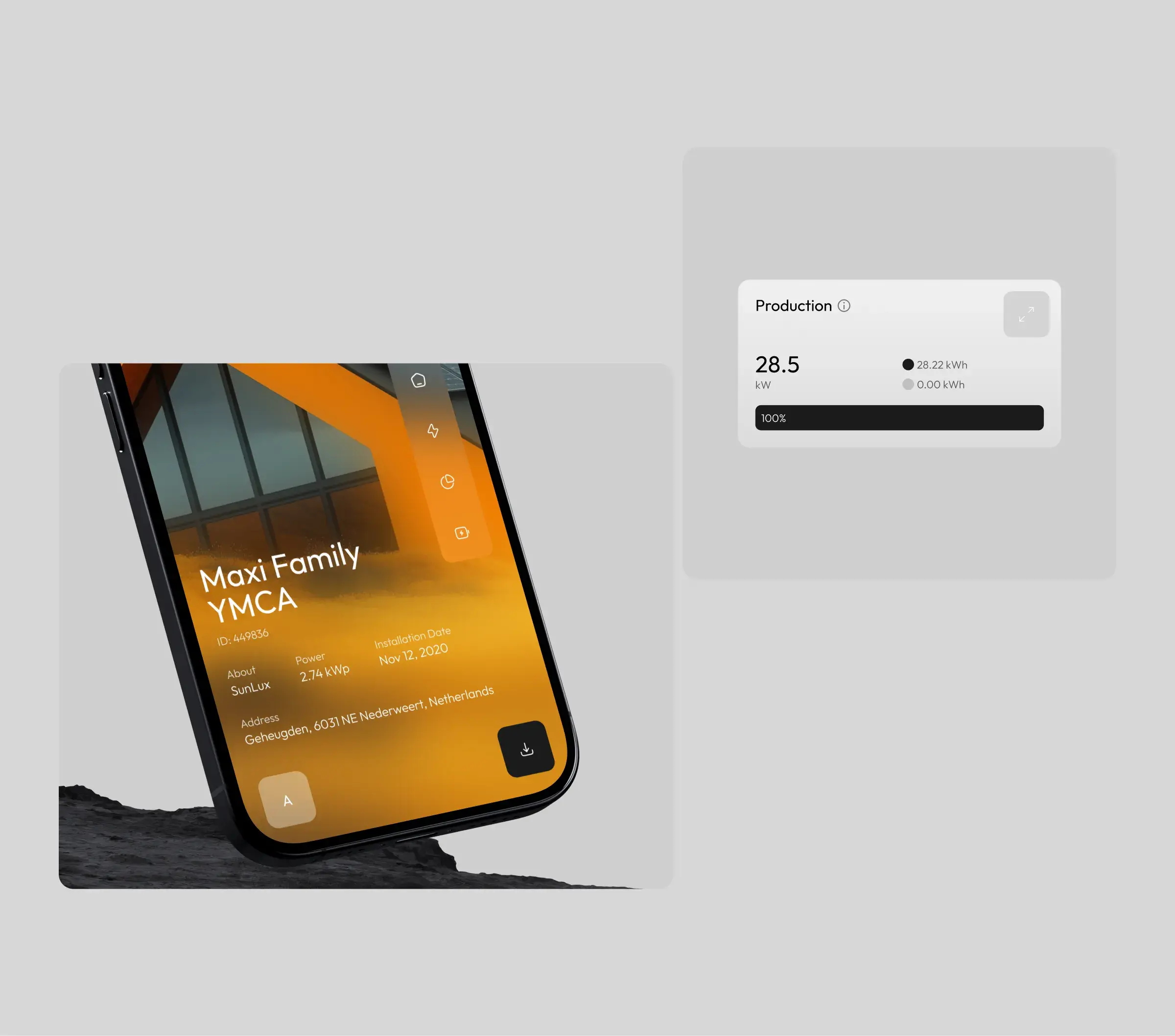 Screenshot of the EcoSolar renewable energy SaaS mobile app interface, demonstrating the UX/UI design. Screenshot of the EcoSolar renewable energy SaaS mobile app interface, demonstrating the UX/UI design.