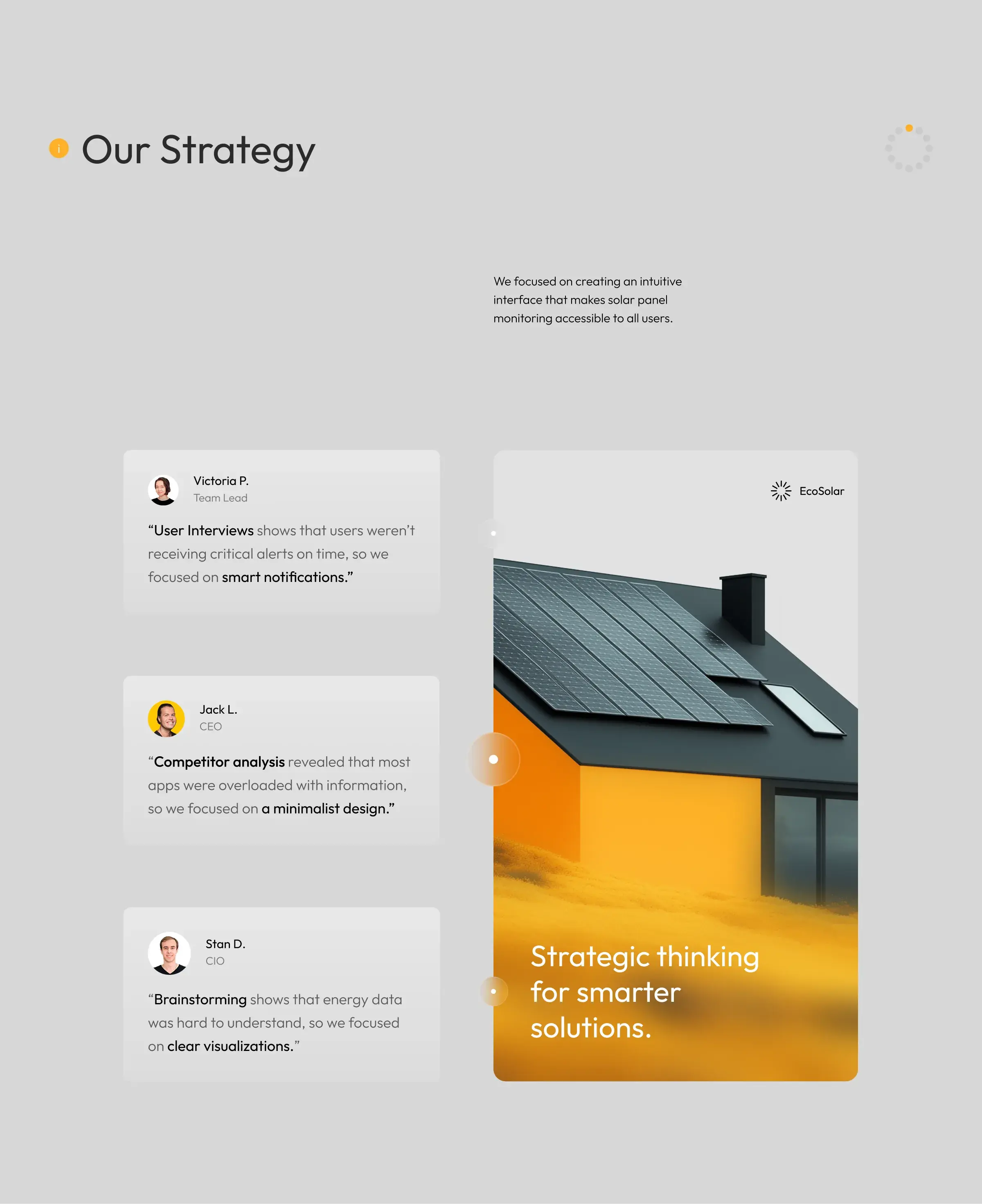Screenshot of the EcoSolar renewable energy SaaS UI design, highlighting a meter graphic. Screenshot of the EcoSolar renewable energy SaaS UI design, highlighting a meter graphic.