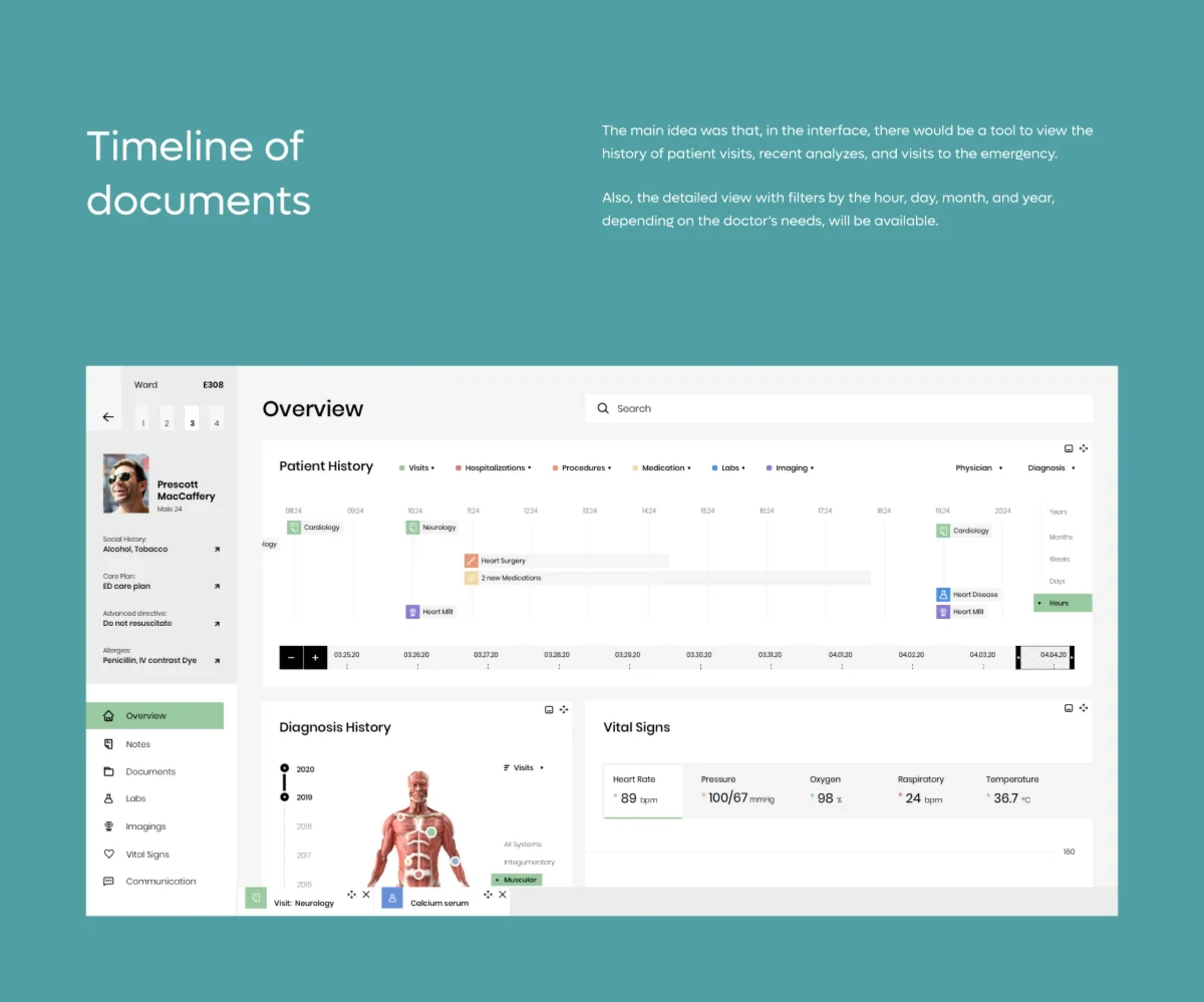 Screenshot of an EHR desktop application interface for enterprise healthcare. Screenshot of an EHR desktop application interface for enterprise healthcare.