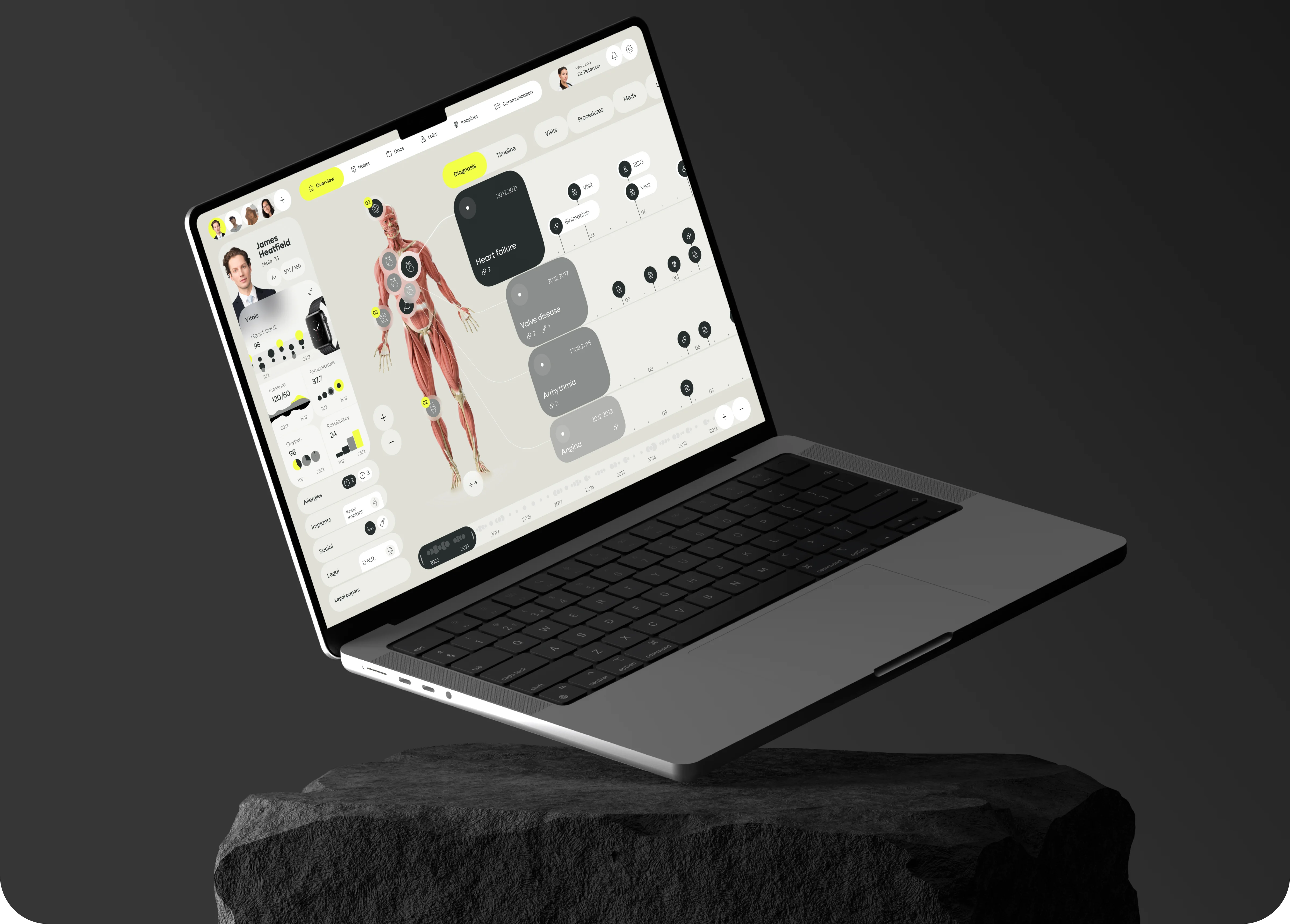 Screenshot of a healthcare enterprise desktop application interface on a laptop used by a user.