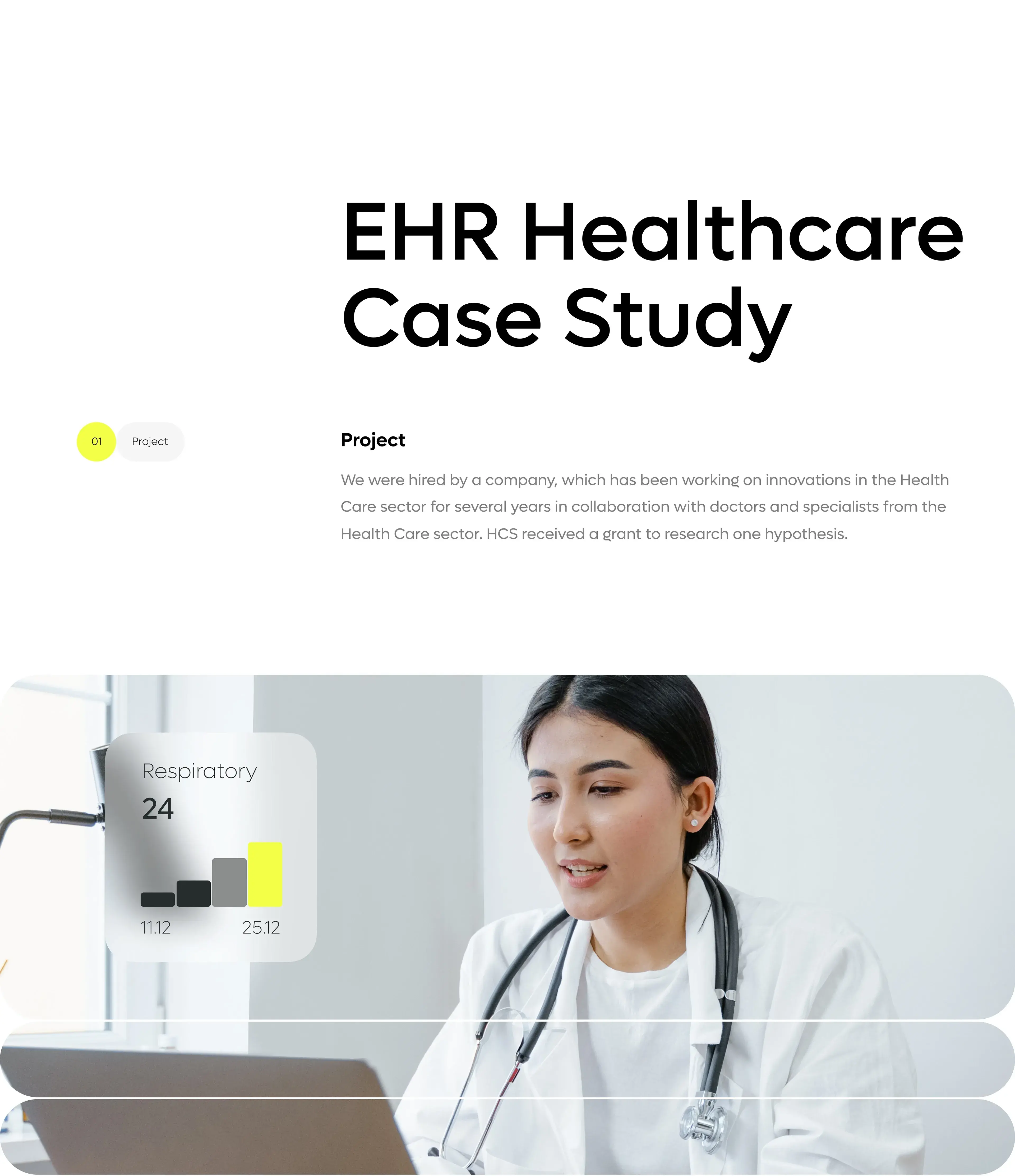 Healthcare professional with stethoscope, in context of EHR UI/UX design for desktop apps. Healthcare professional with stethoscope, in context of EHR UI/UX design for desktop apps.