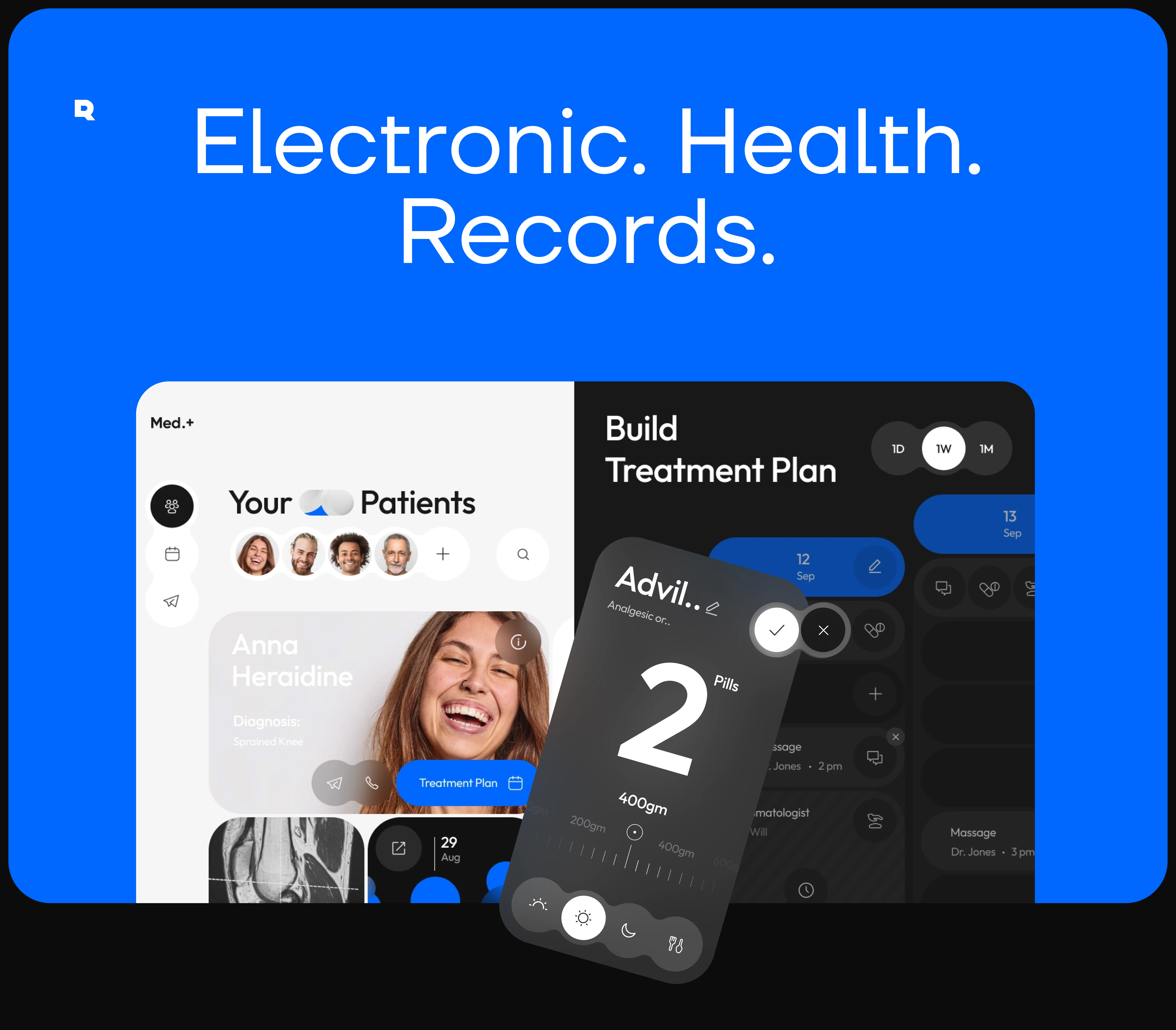Screenshot of a person using an EHR healthcare enterprise desktop app interface, highlighting the UX/UI design.