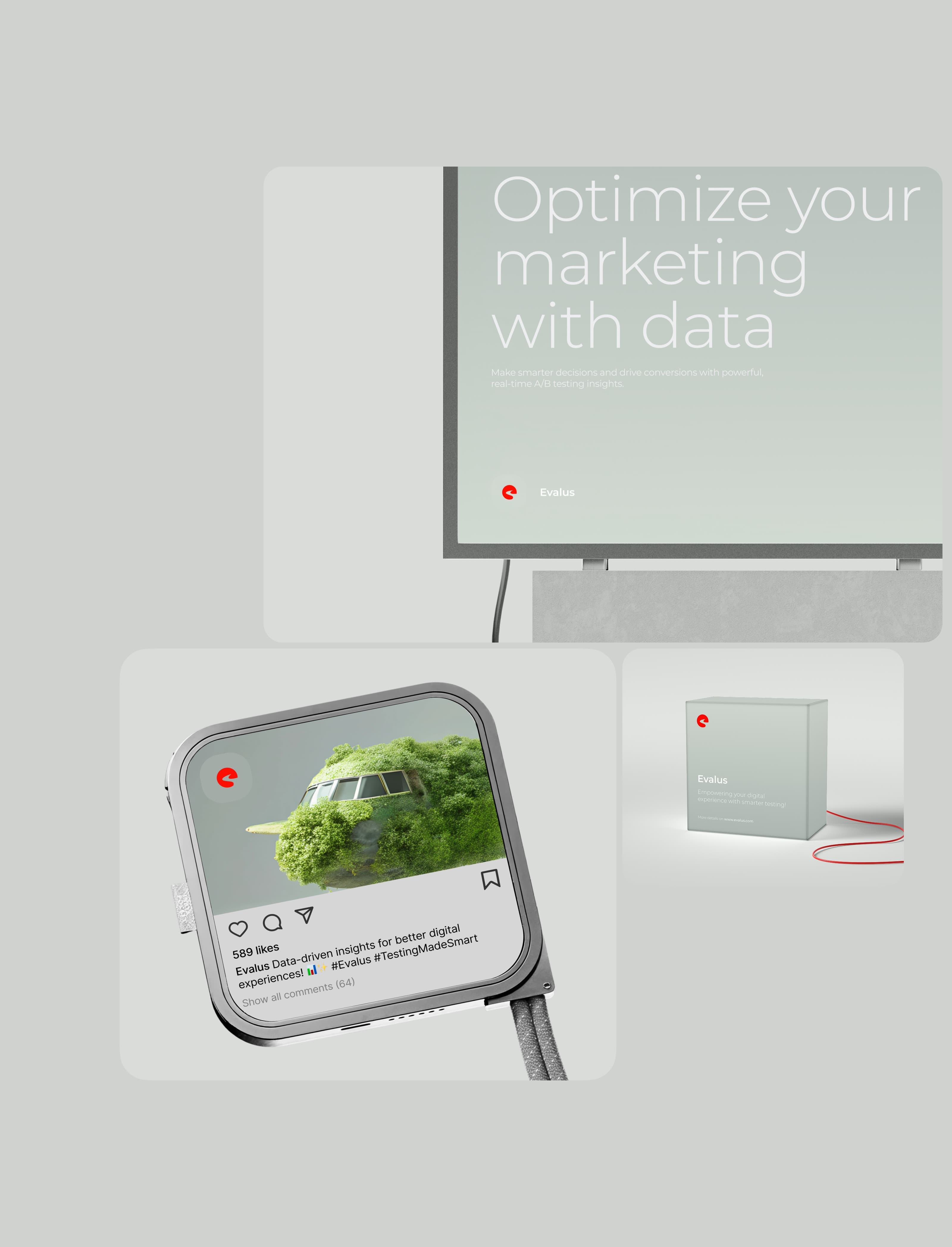 Screenshot or graphic showing design elements and data metrics for Evalus SaaS A/B testing. Screenshot or graphic showing design elements and data metrics for Evalus SaaS A/B testing.