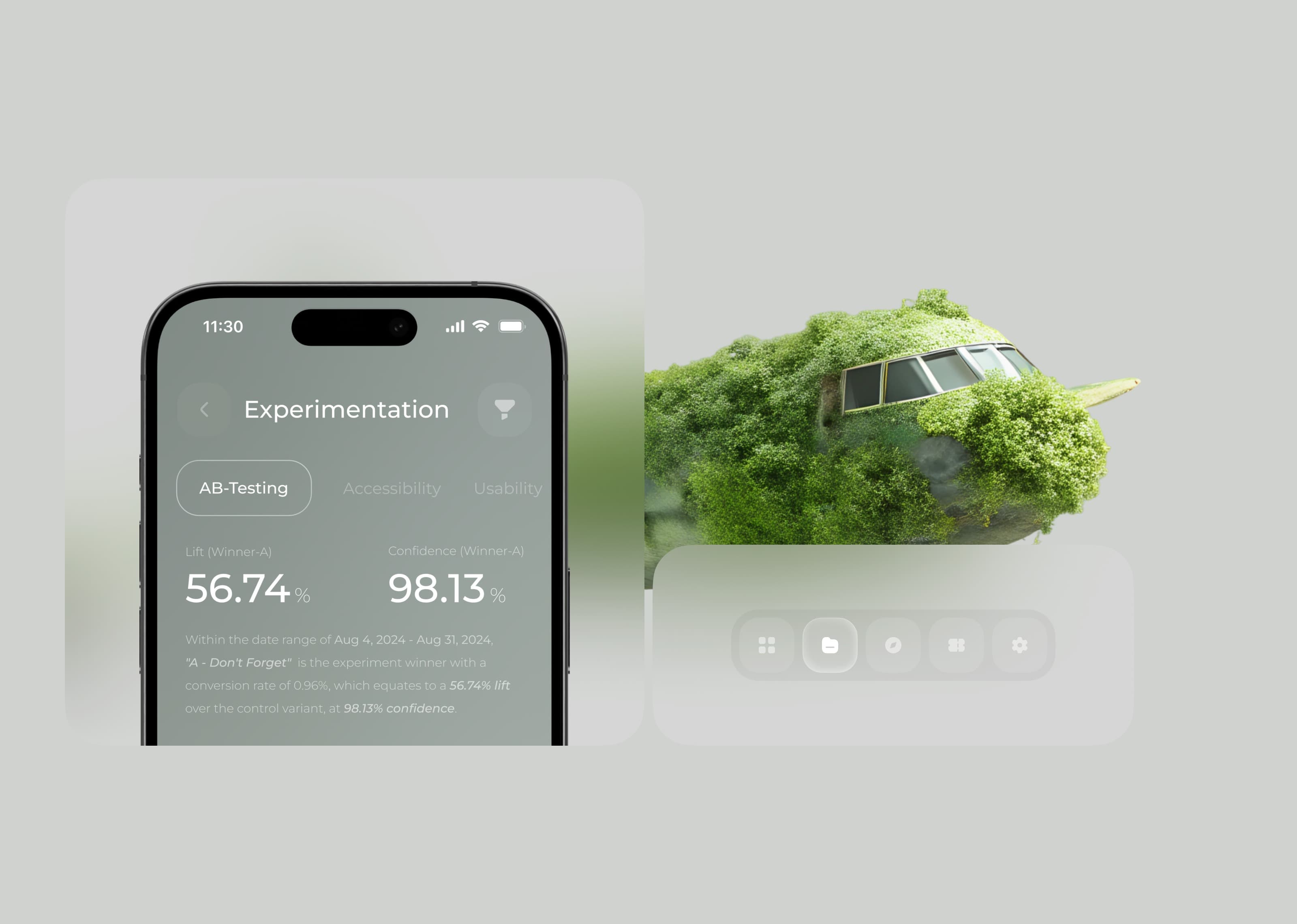Smartphone screenshot demonstrating UI/UX design or A/B test variations. Smartphone screenshot demonstrating UI/UX design or A/B test variations.