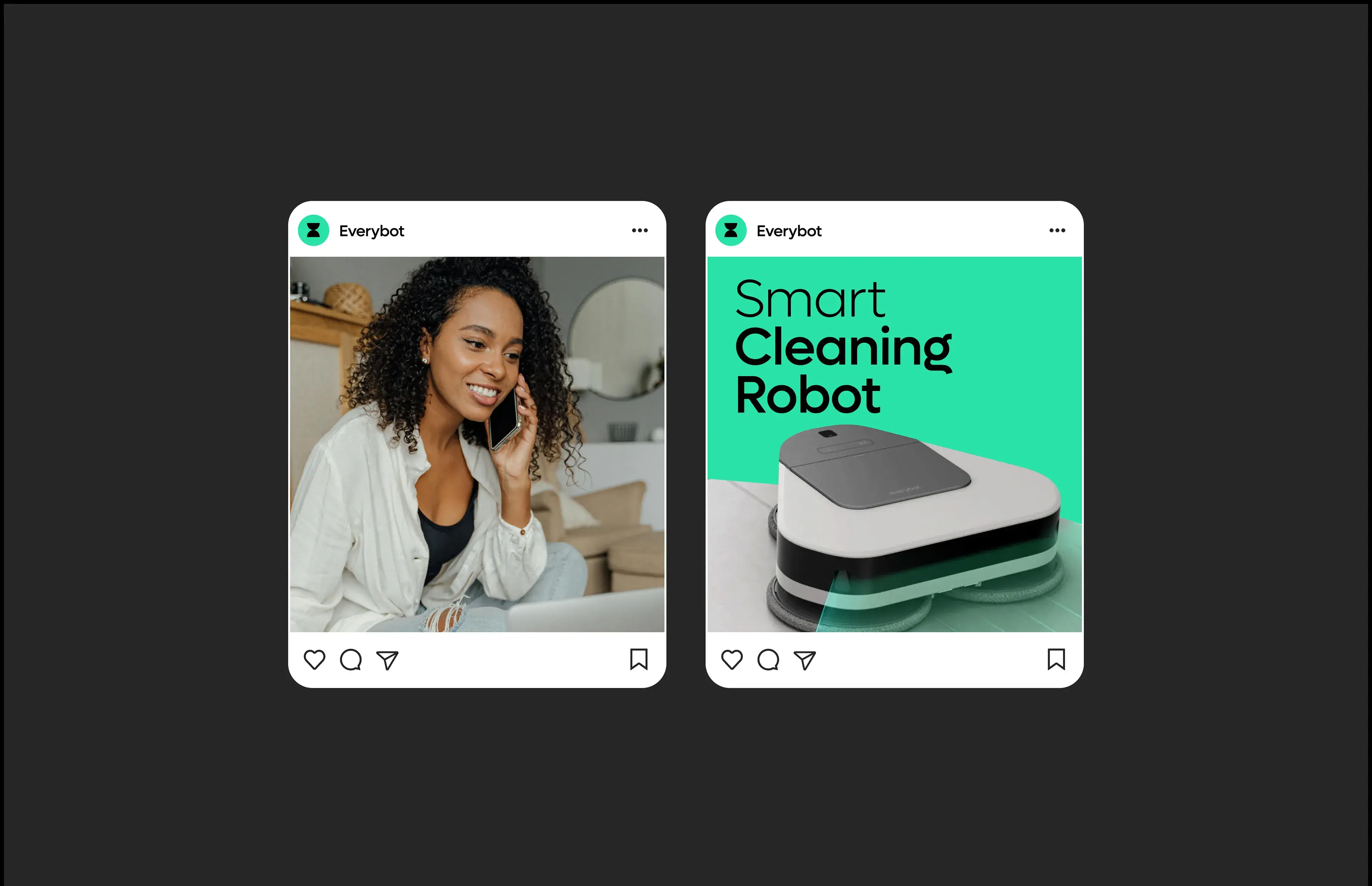 Screenshot showing a person using the Everybot Smart Cleaning Robot mobile app interface. Screenshot showing a person using the Everybot Smart Cleaning Robot mobile app interface.