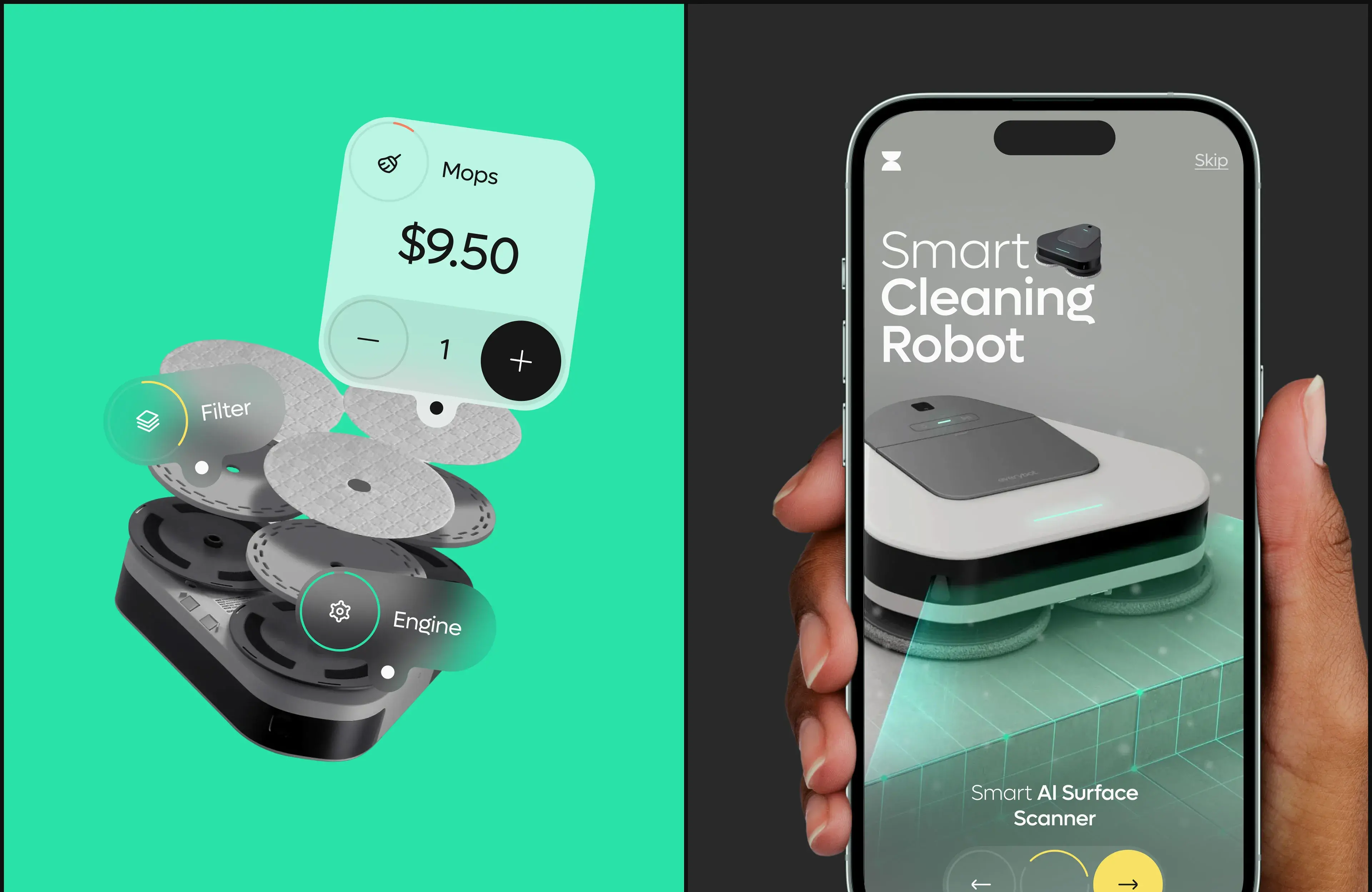 Screenshot of the everybot Smart Cleaning Robot mobile app interface. Screenshot of the everybot Smart Cleaning Robot mobile app interface.