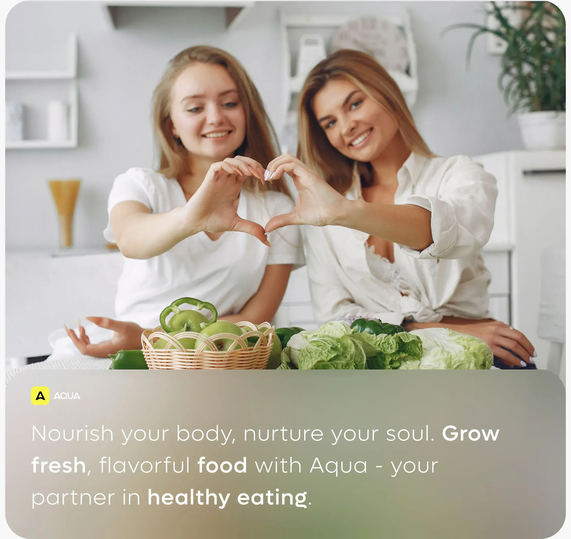 Screenshot of the Aqua mobile app promoting growing fresh food, central to smart garden IoT design. Screenshot of the Aqua mobile app promoting growing fresh food, central to smart garden IoT design.