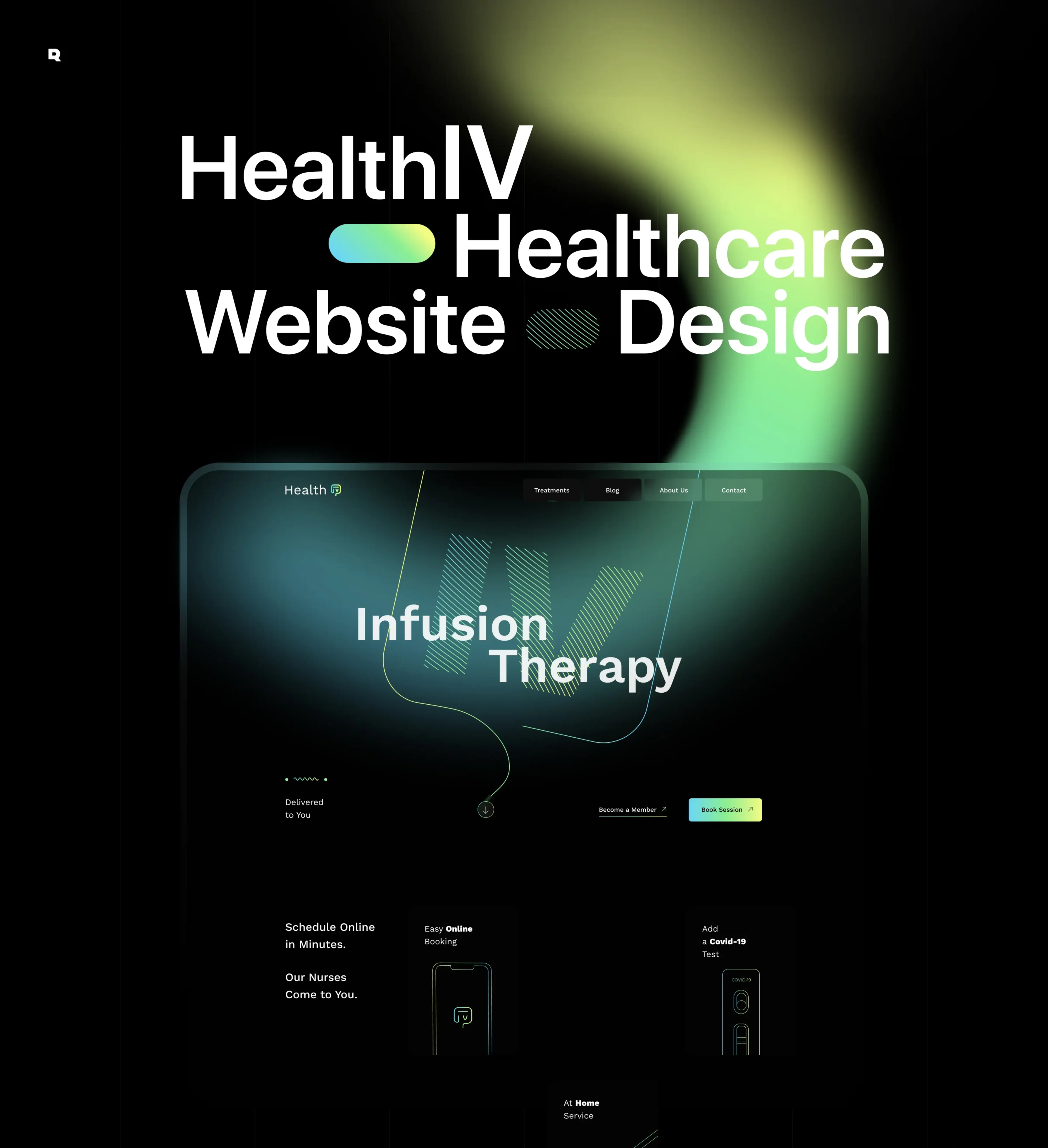 Screenshot of the Healthiv healthcare startup landing page design.