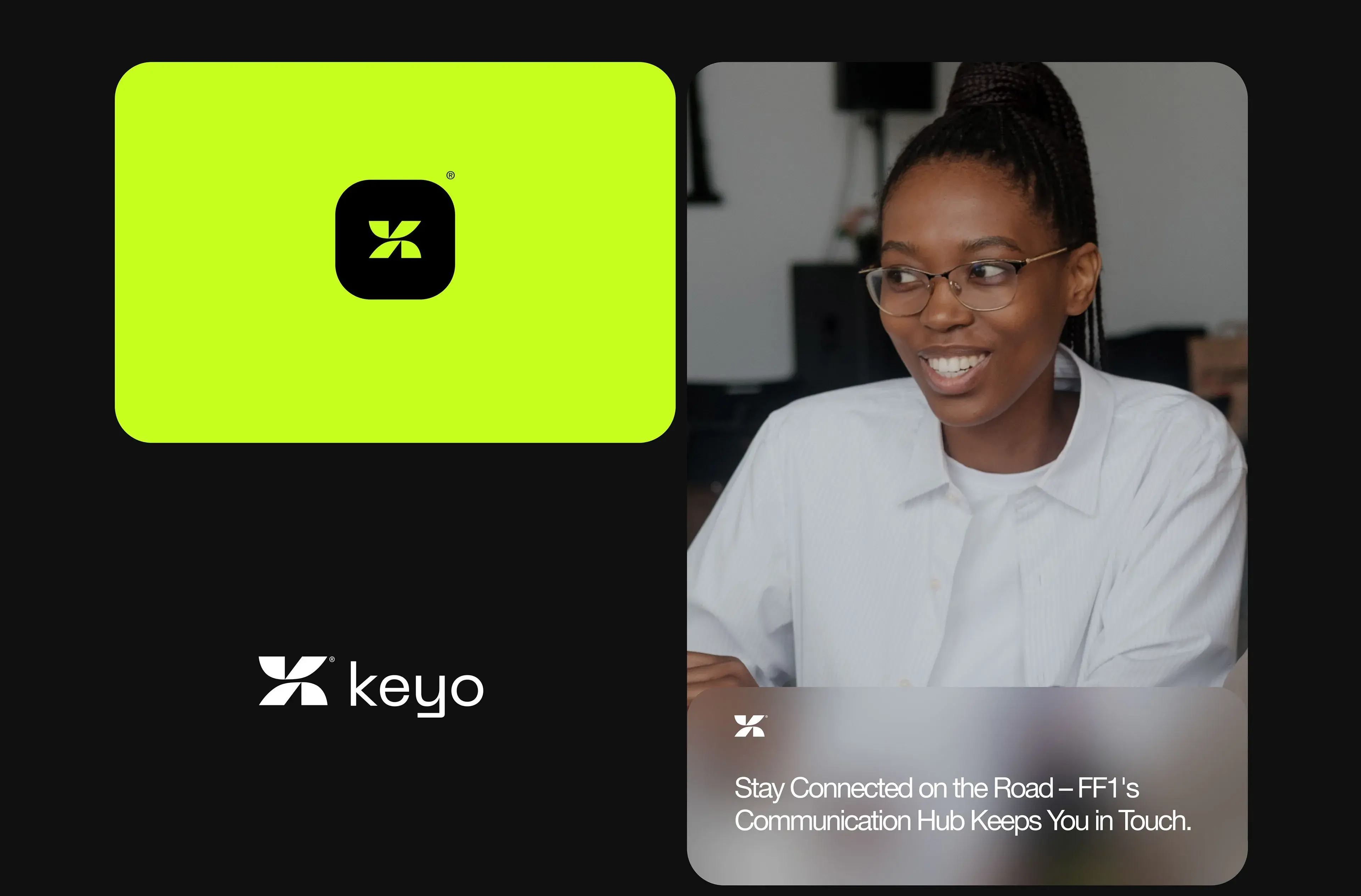 Screenshot showing the keyo communication hub interface as part of its UX/UI and identity system design.