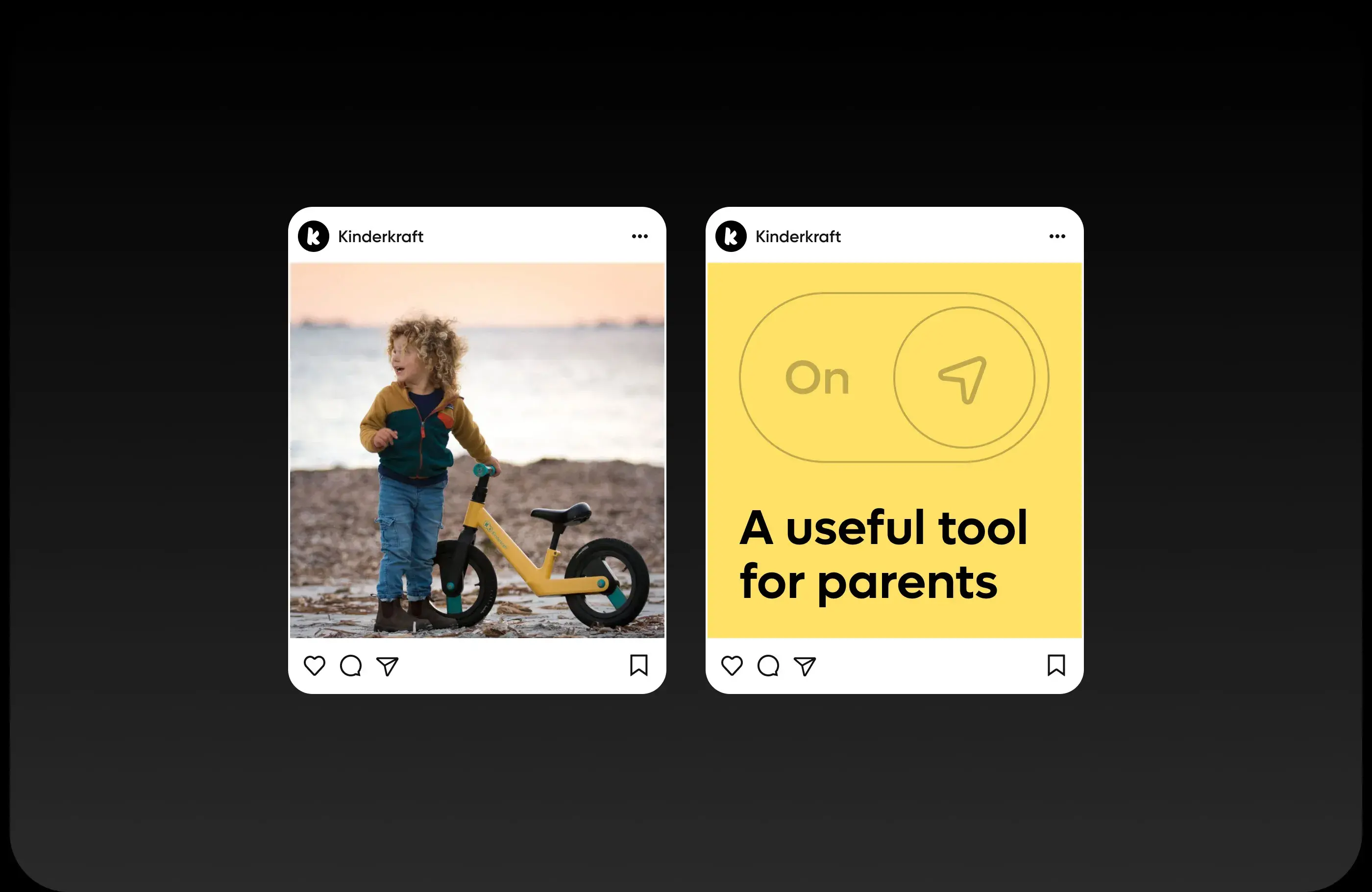 Screenshot of the Kinderkraft Goswift app interface, described as "A useful tool for parents". Screenshot of the Kinderkraft Goswift app interface, described as "A useful tool for parents".