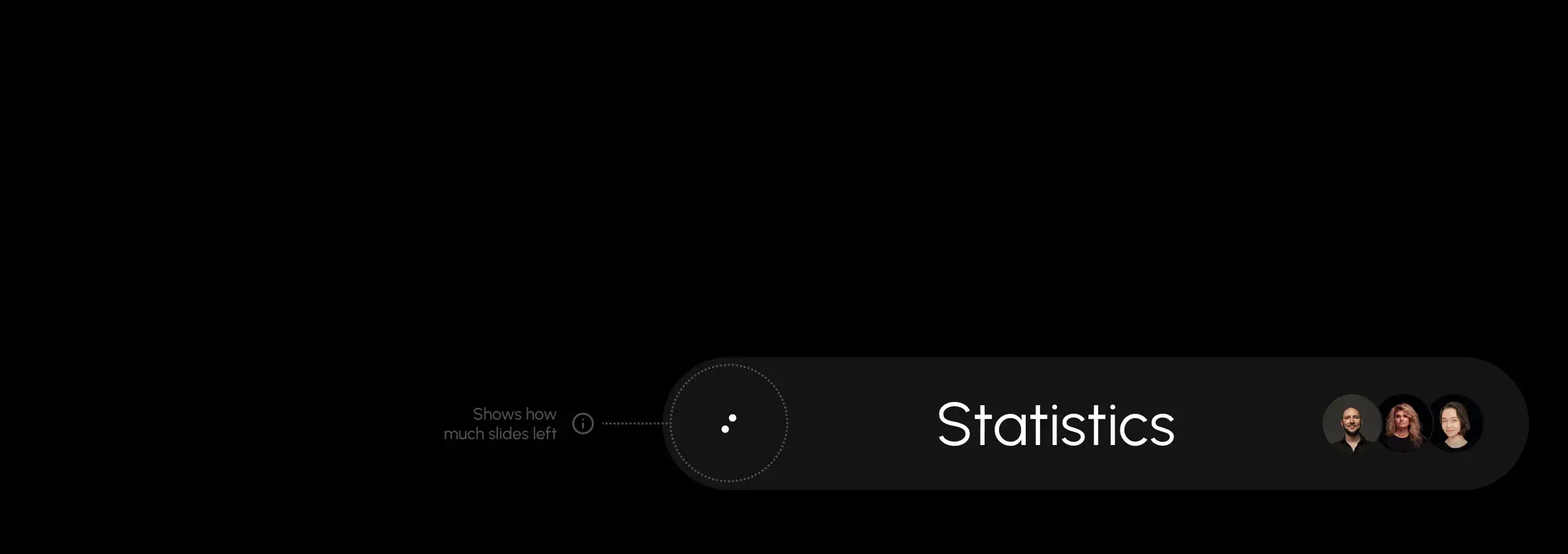 Screenshot of web application UI, possibly for an AI assistant, showing a meter and statistics like 'slides left'. Screenshot of web application UI, possibly for an AI assistant, showing a meter and statistics like 'slides left'.