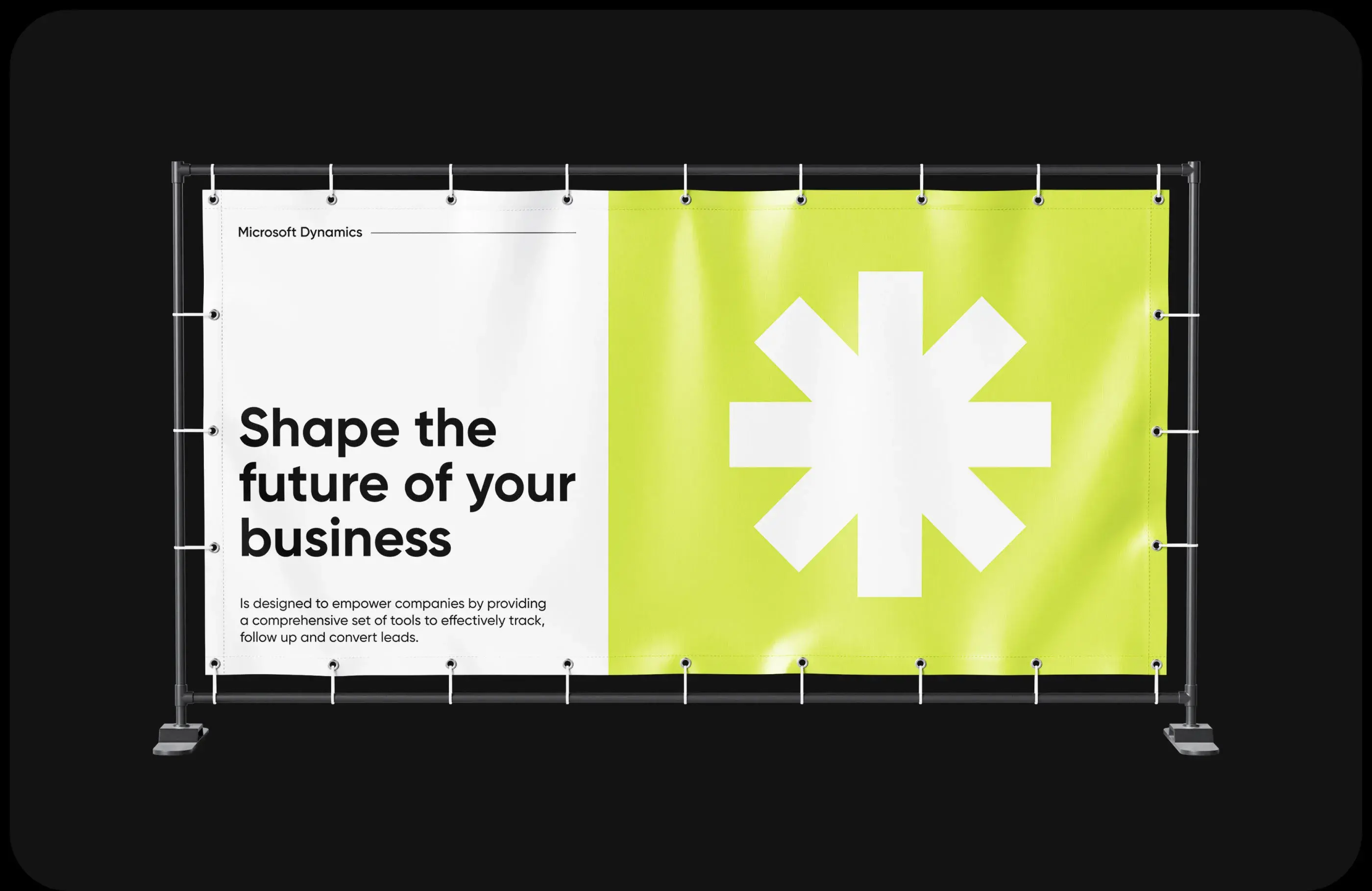 Branding graphic for CRM software featuring a flag. Branding graphic for CRM software featuring a flag.