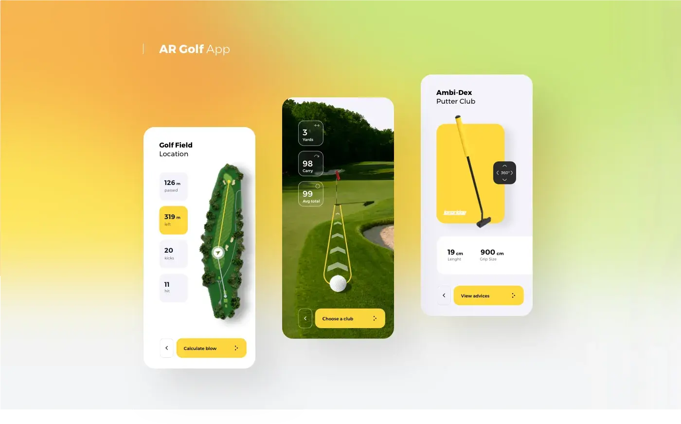Screenshot showing the user interface design of a mobile golf app. Screenshot showing the user interface design of a mobile golf app.