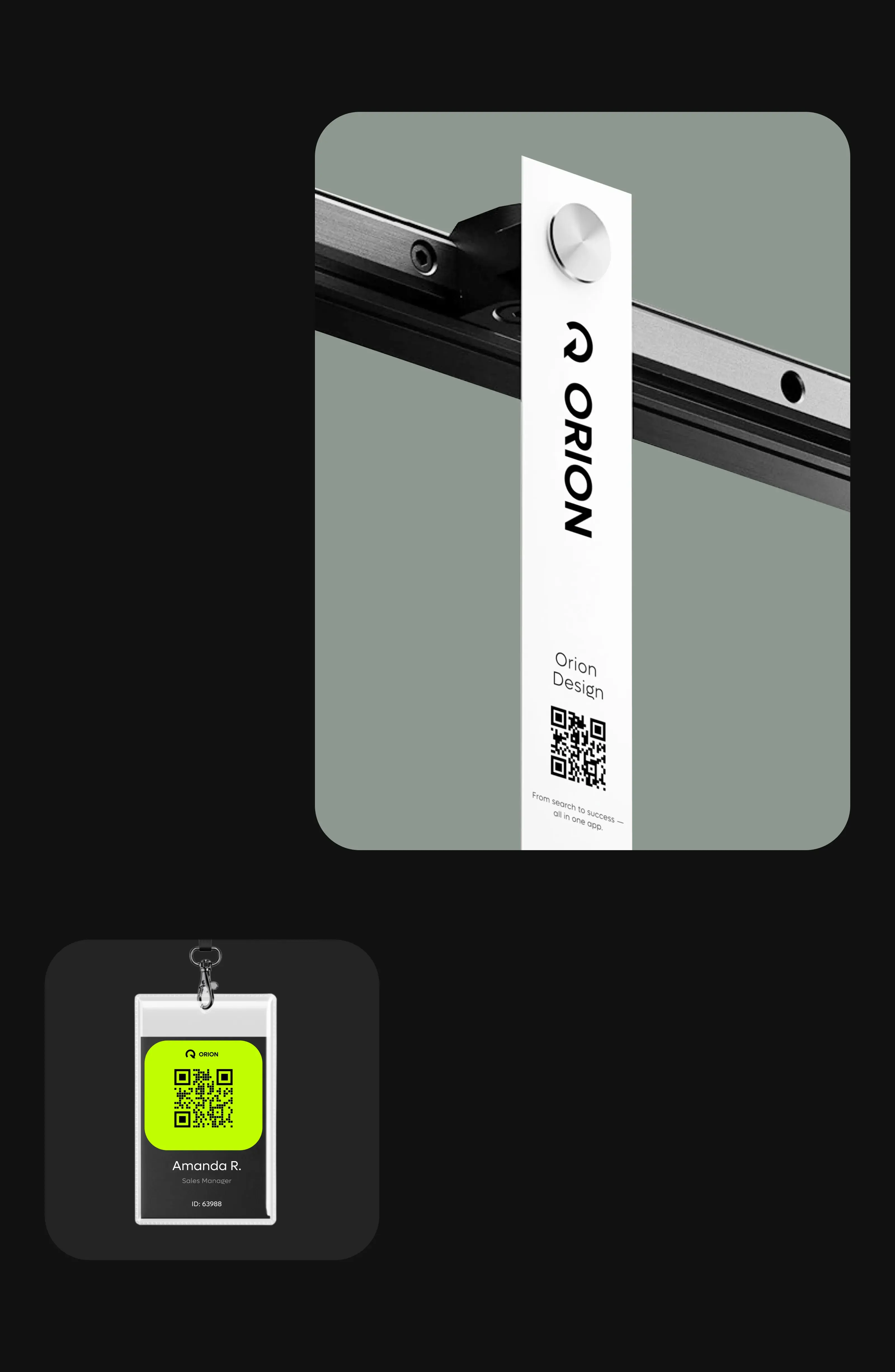 Graphic of Orion Design mobile app UI with the tagline "From search to success all in one app.". Graphic of Orion Design mobile app UI with the tagline "From search to success all in one app.".