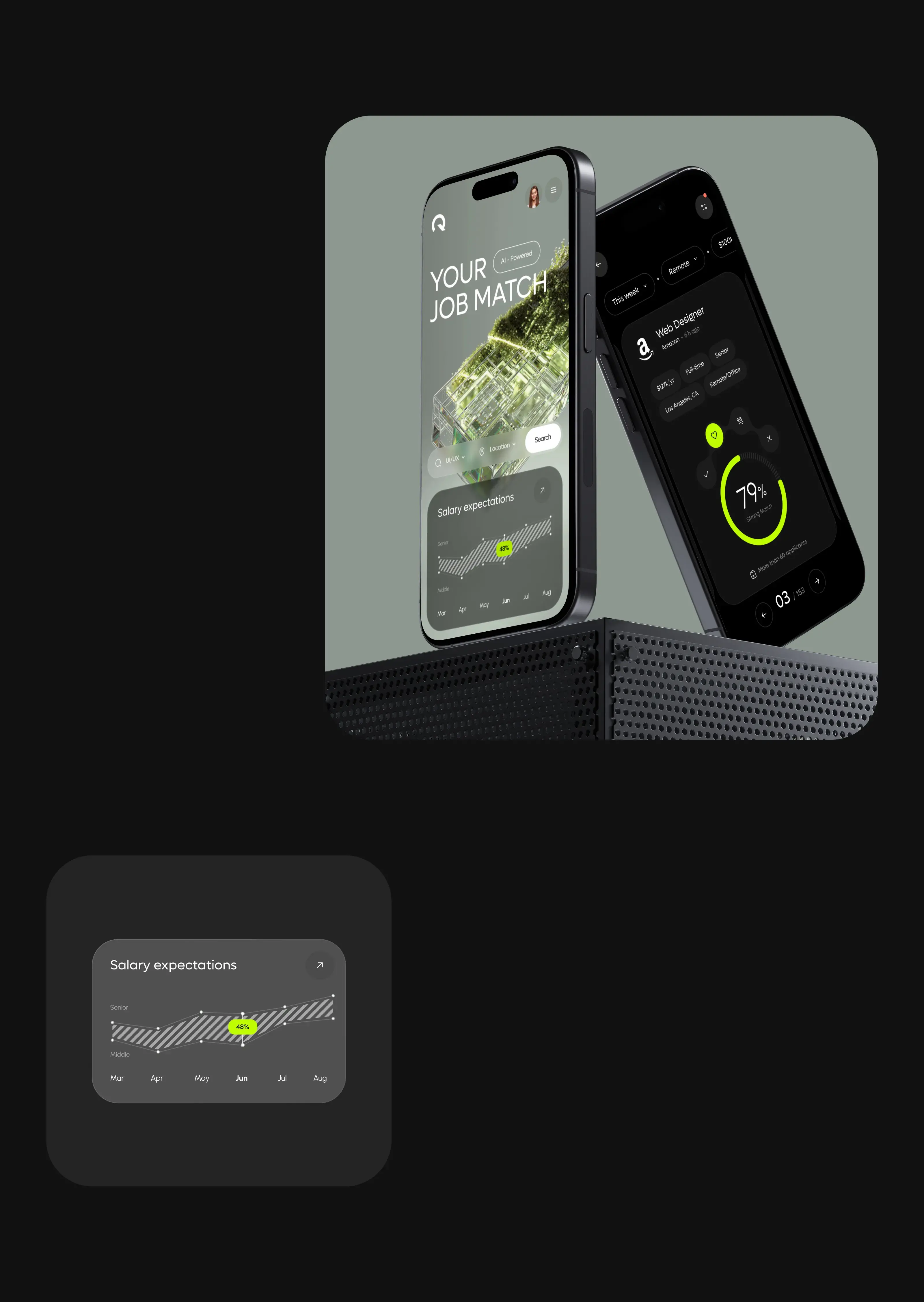 Mobile device demonstrating UI/UX design for the job SaaS app case study. Mobile device demonstrating UI/UX design for the job SaaS app case study.