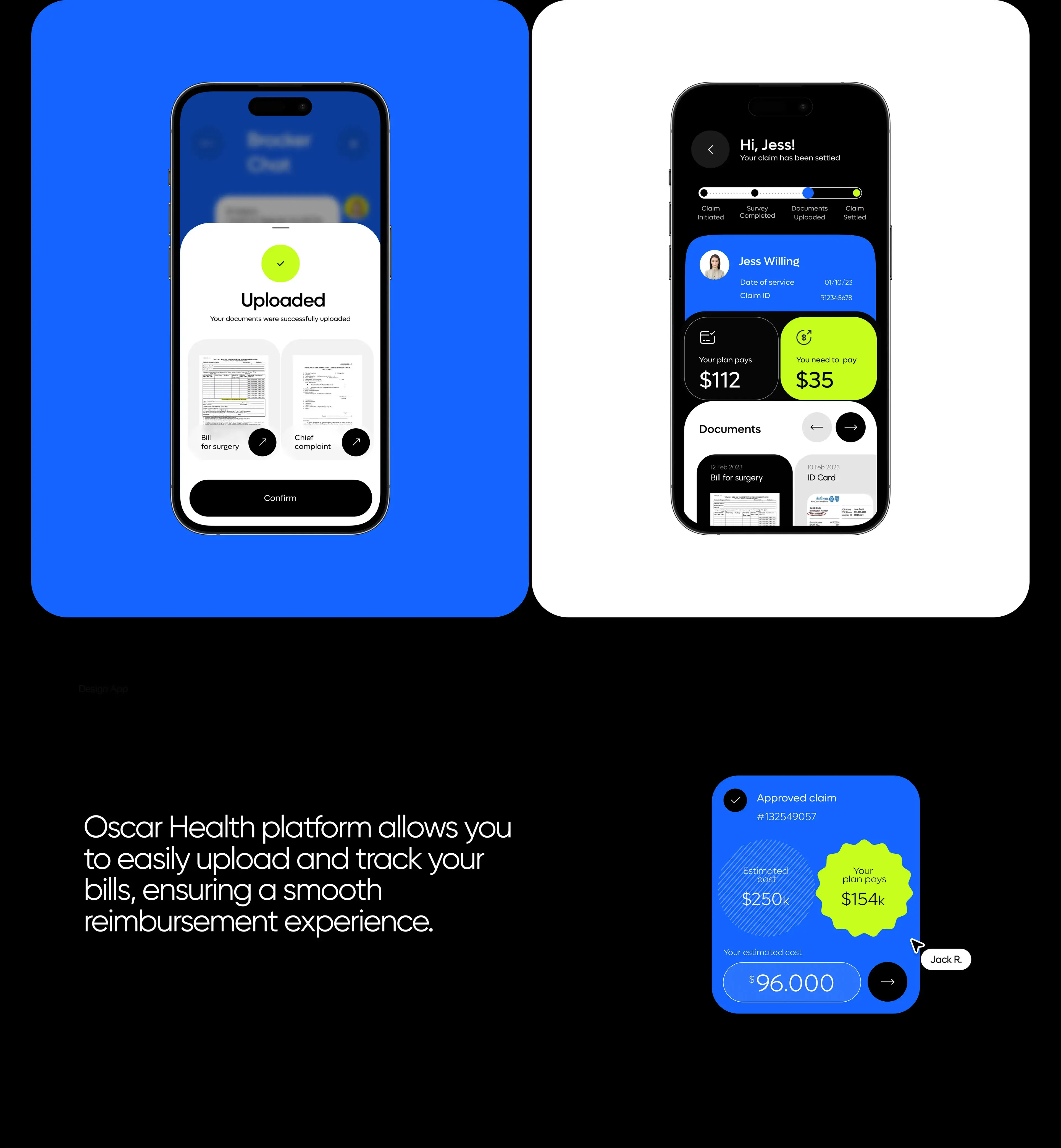 Screenshot of the Oscar Health mobile app interface on a mobile device, relevant to healthcare startup UX/UI. Screenshot of the Oscar Health mobile app interface on a mobile device, relevant to healthcare startup UX/UI.