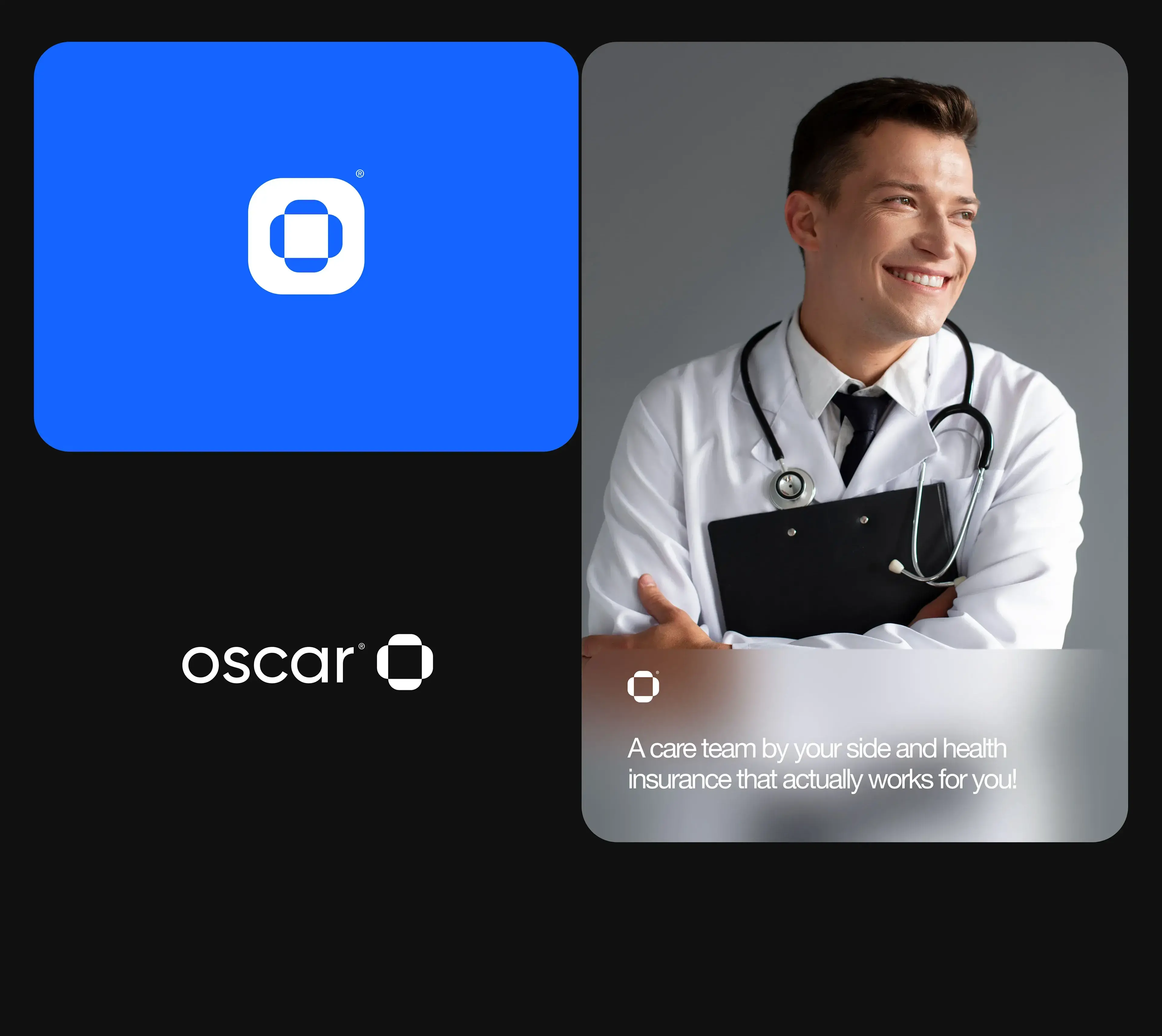 Screenshot of Oscar Health mobile app with a nurse and text about the care team. Screenshot of Oscar Health mobile app with a nurse and text about the care team.