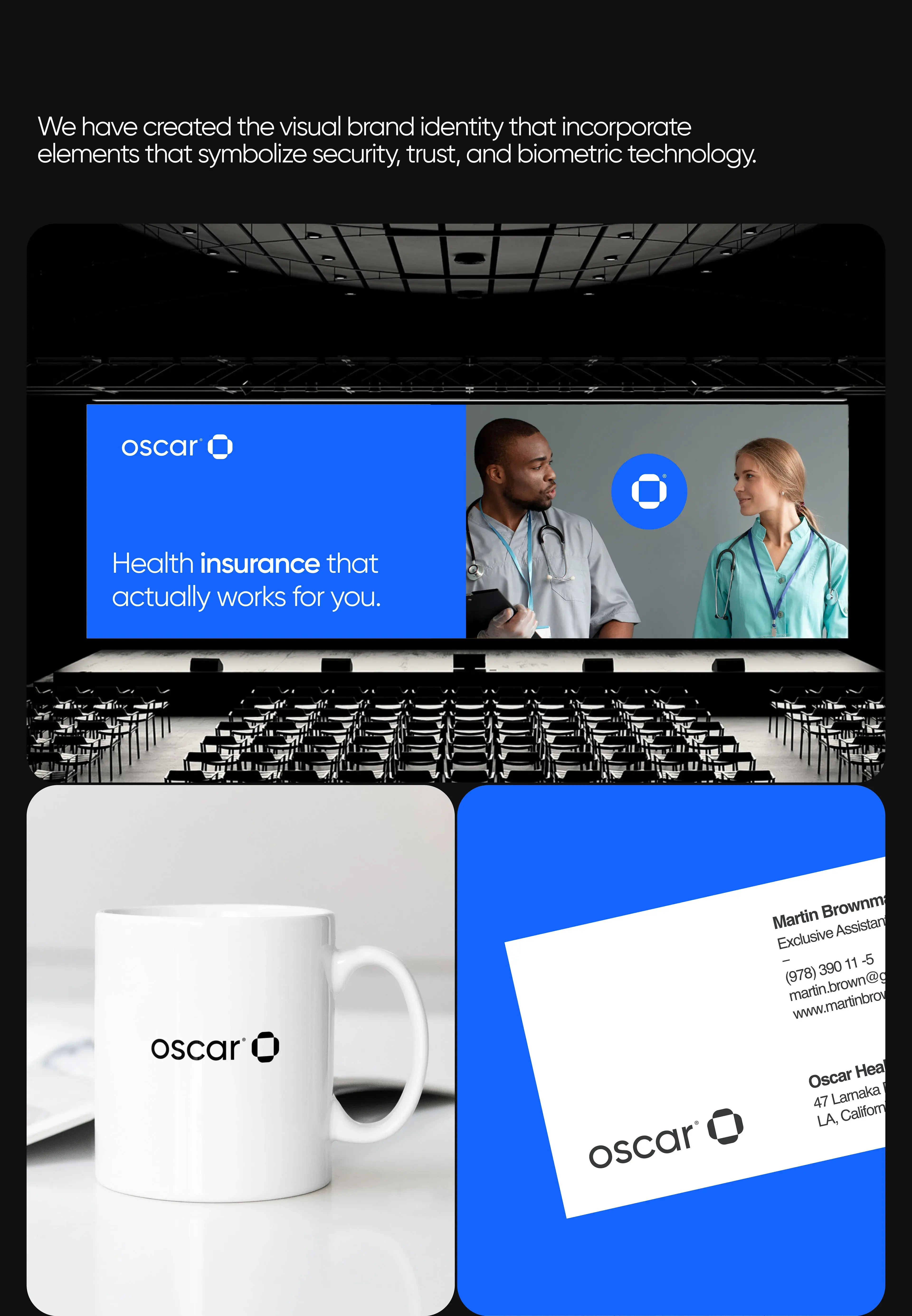 Screenshot showing the Oscar Health mobile app on a screen, a person, and a coffee cup. Screenshot showing the Oscar Health mobile app on a screen, a person, and a coffee cup.