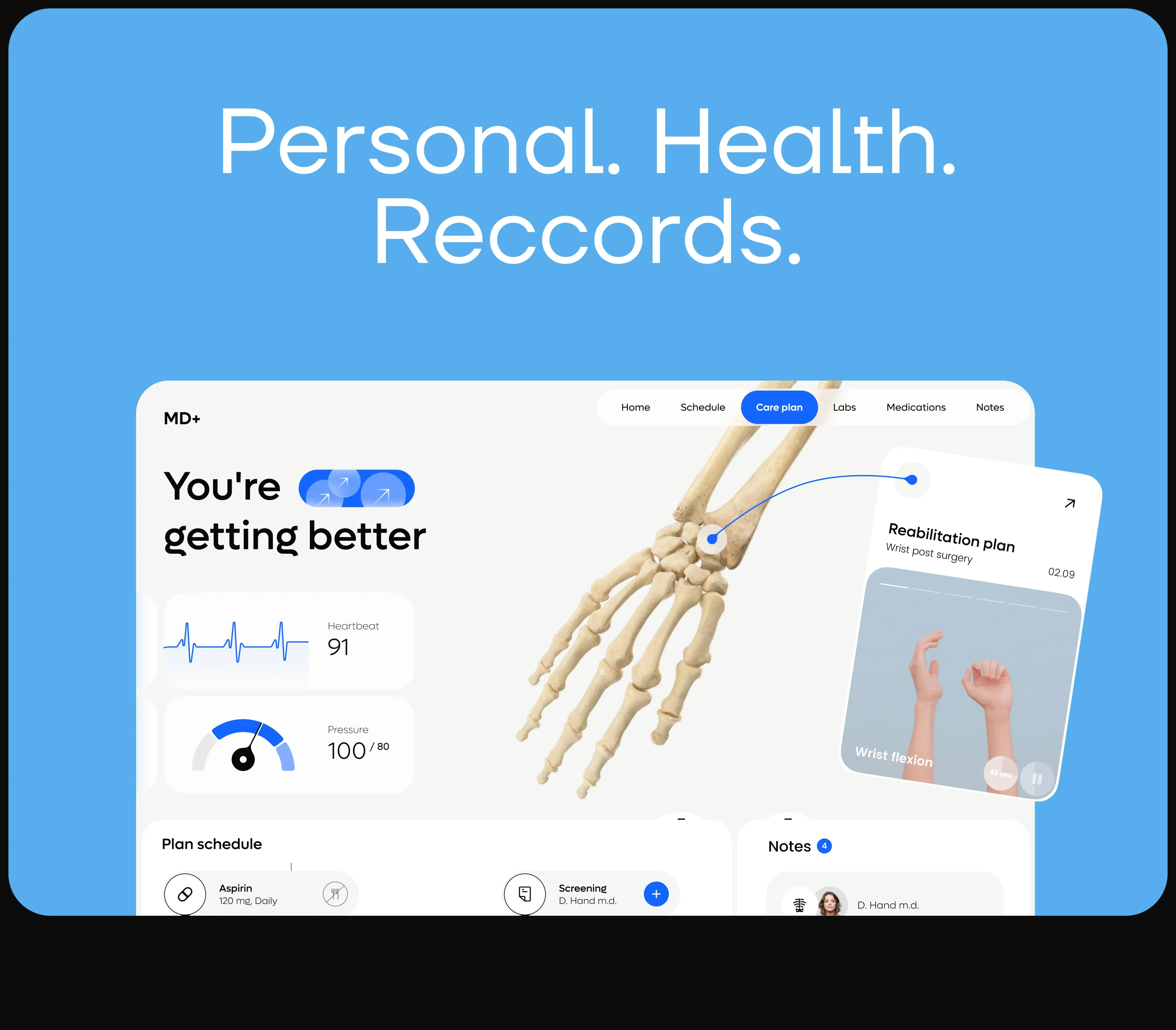 Illustration demonstrating effective health research for impact in healthcare enterprise UI/UX design, showing a hand gesture.