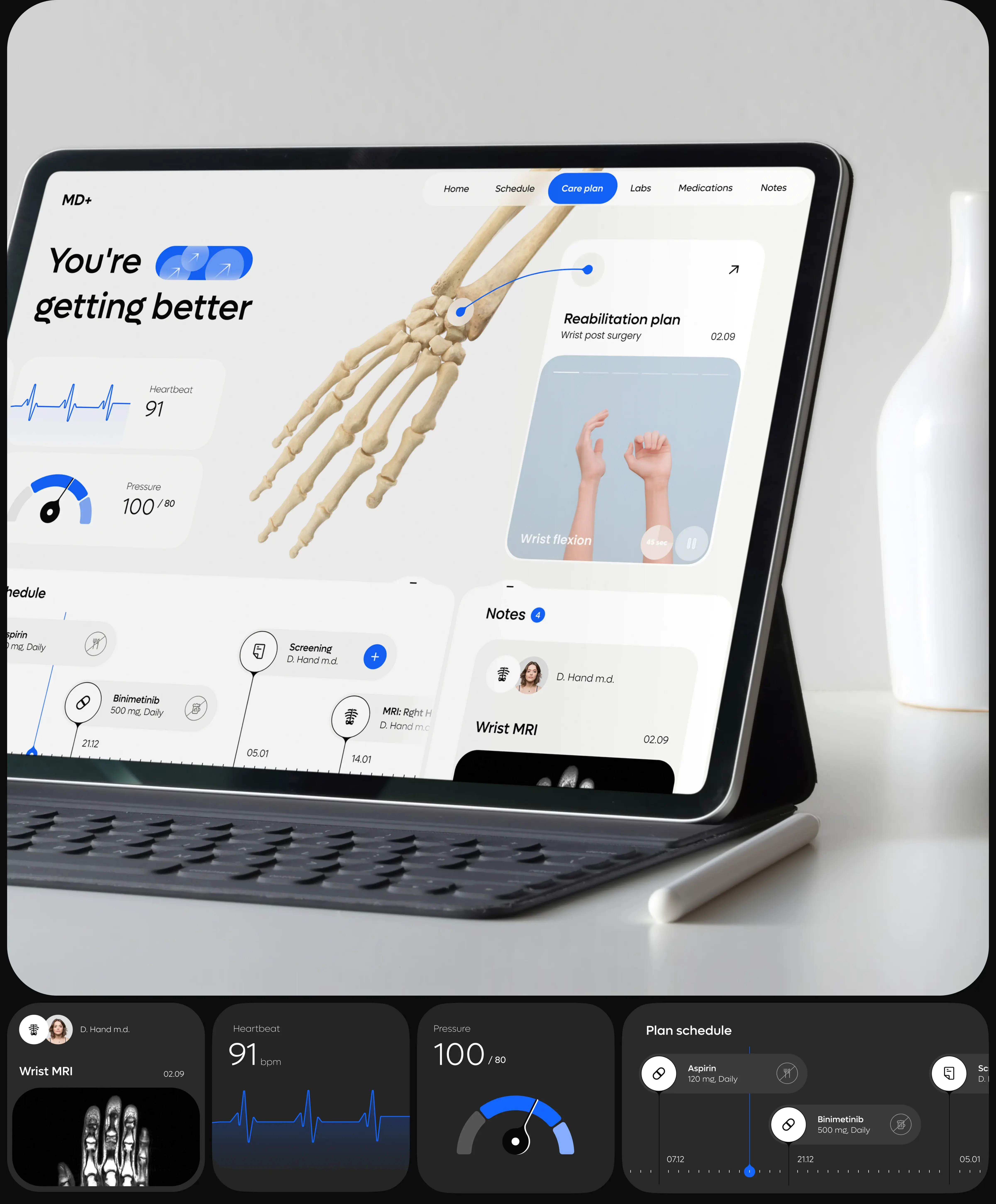 Screenshot of a healthcare enterprise web application on a device.