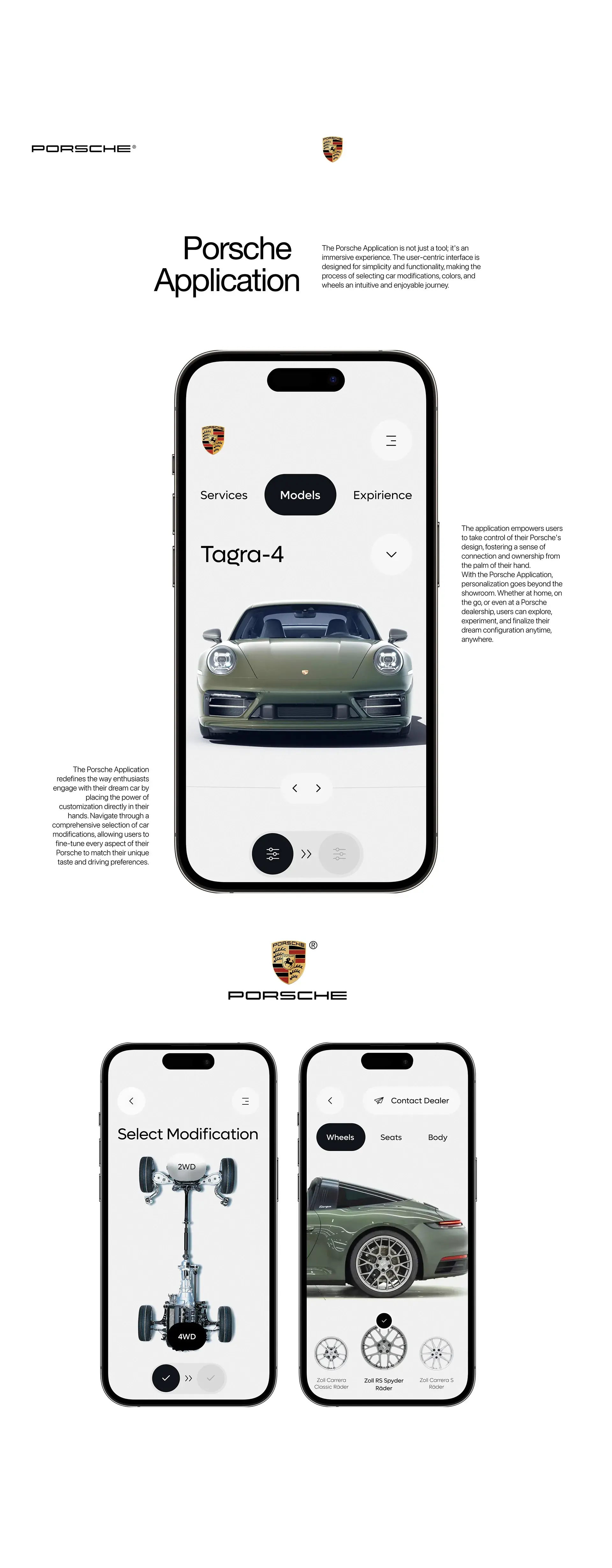 Mobile view of the Porsche 911 Targa 4 configurator web application interface. Mobile view of the Porsche 911 Targa 4 configurator web application interface.