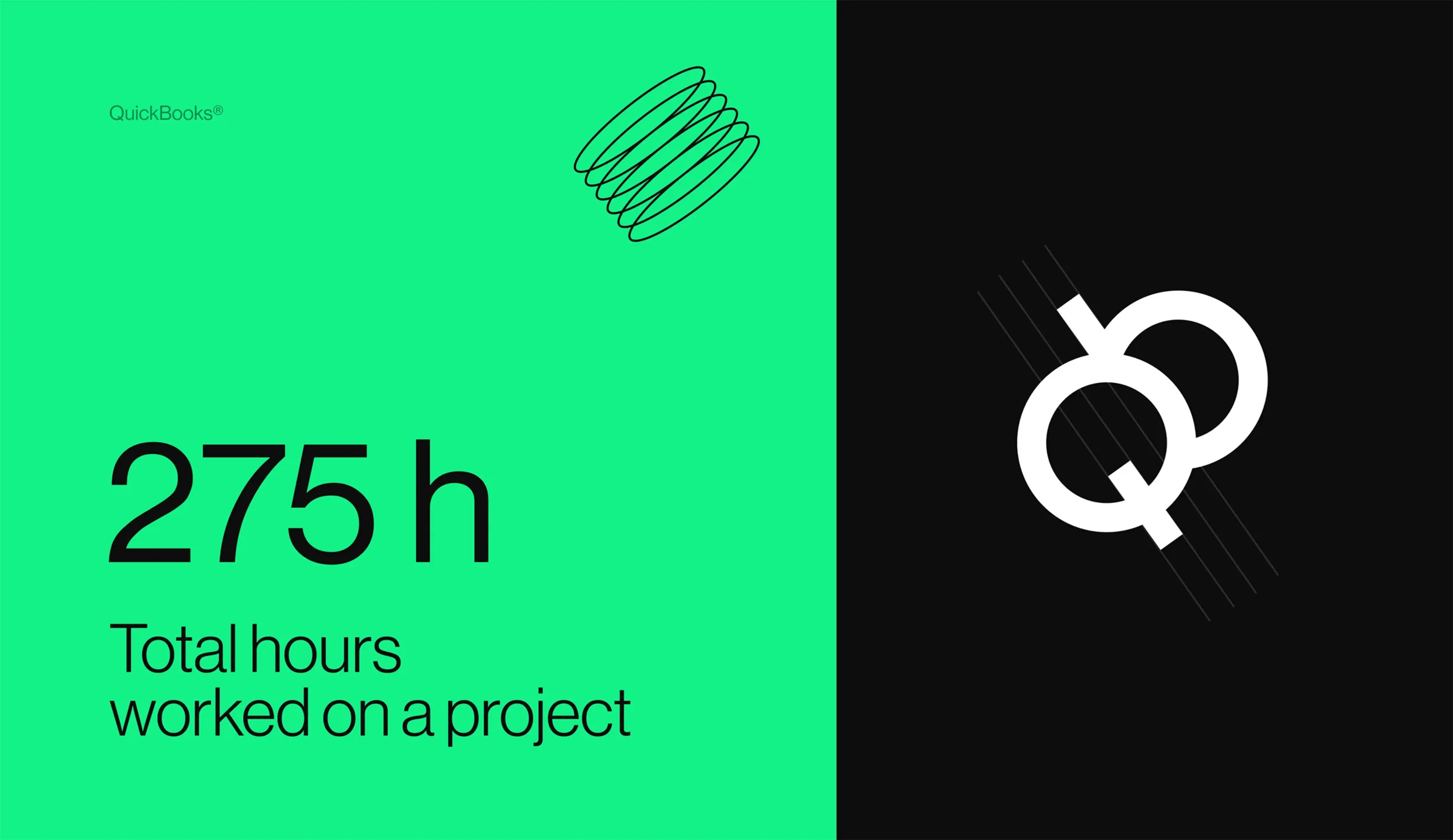 Illustration of QuickBooks data highlighting '275 Total hours worked on a project'.