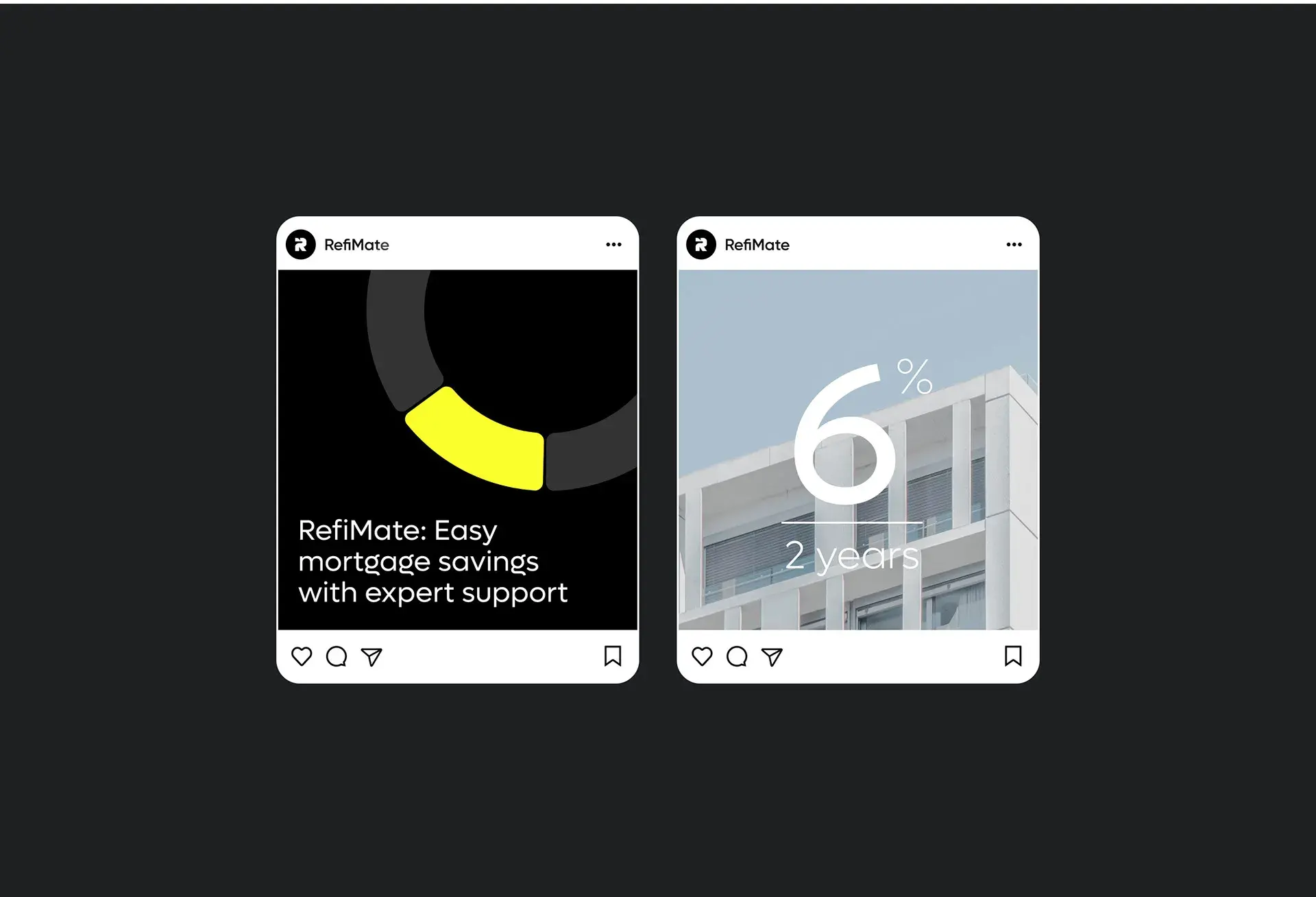 Screenshot of the RefiMate finance mobile app user interface, showing branding and 'Easy mortgage savings with expert support'. Screenshot of the RefiMate finance mobile app user interface, showing branding and 'Easy mortgage savings with expert support'.