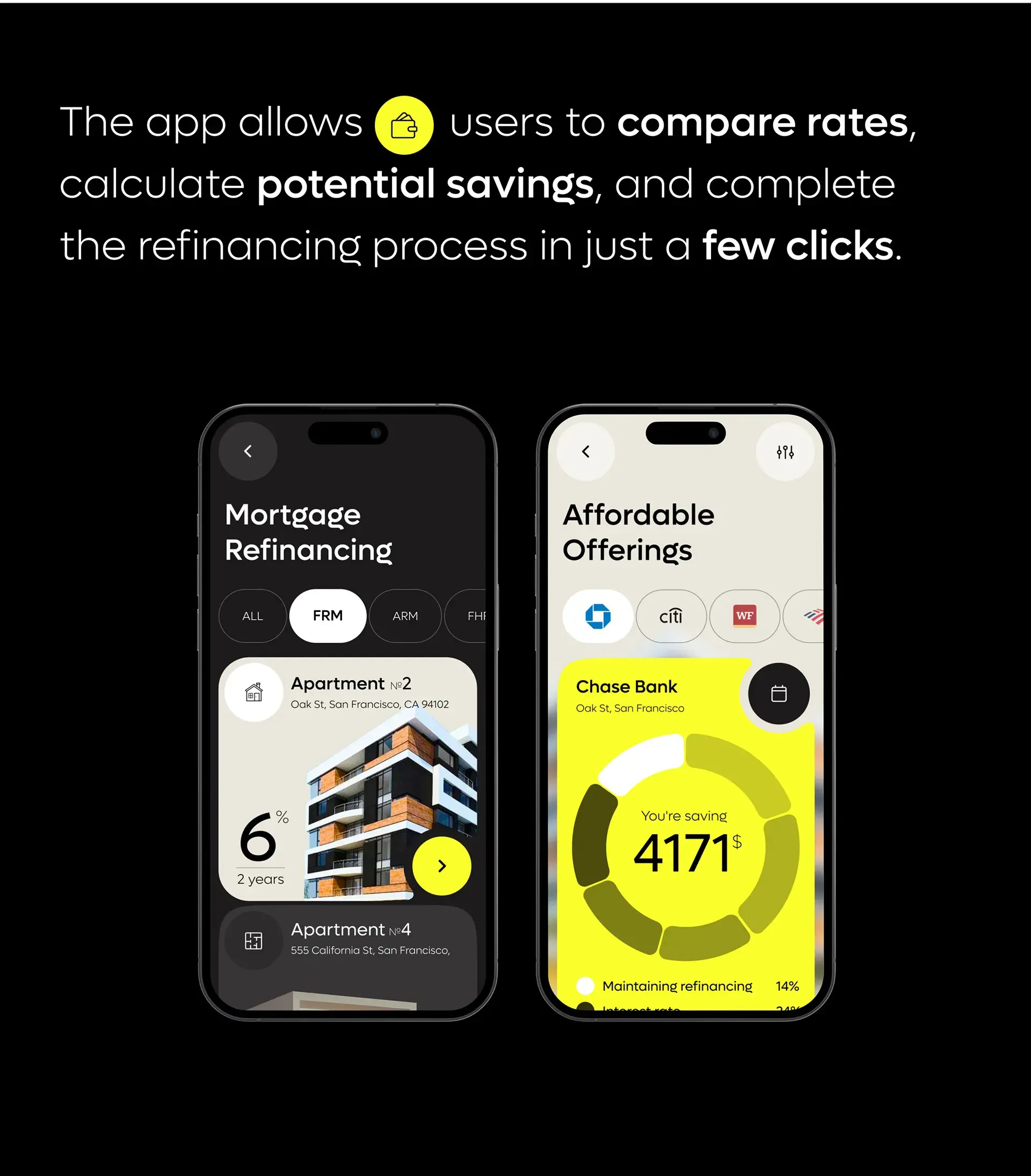 Screenshot of the Refimate finance mobile app user interface on a smartphone. Screenshot of the Refimate finance mobile app user interface on a smartphone.