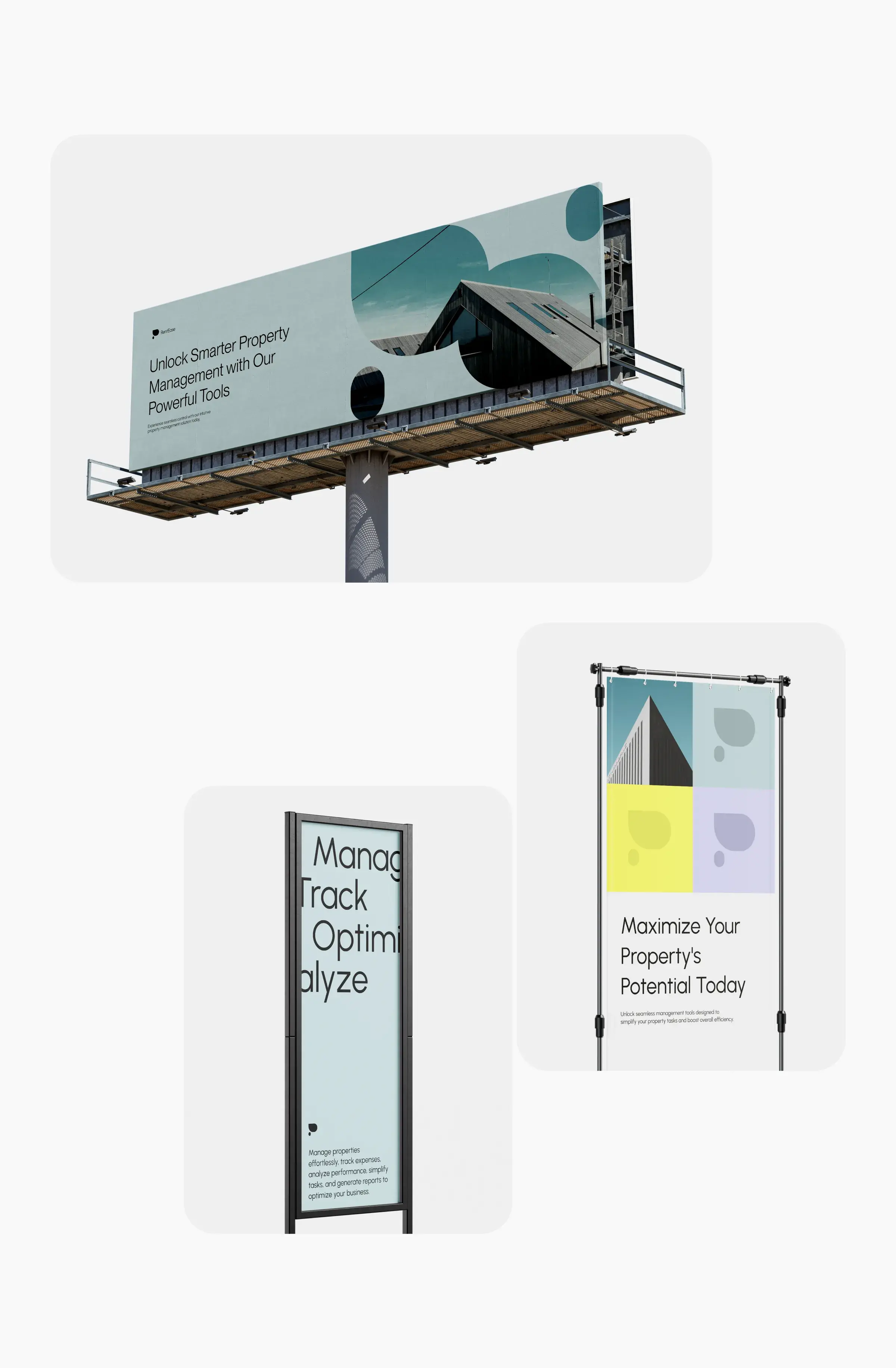 Advertising graphic for RentEase property app UI, featuring a data meter. Advertising graphic for RentEase property app UI, featuring a data meter.