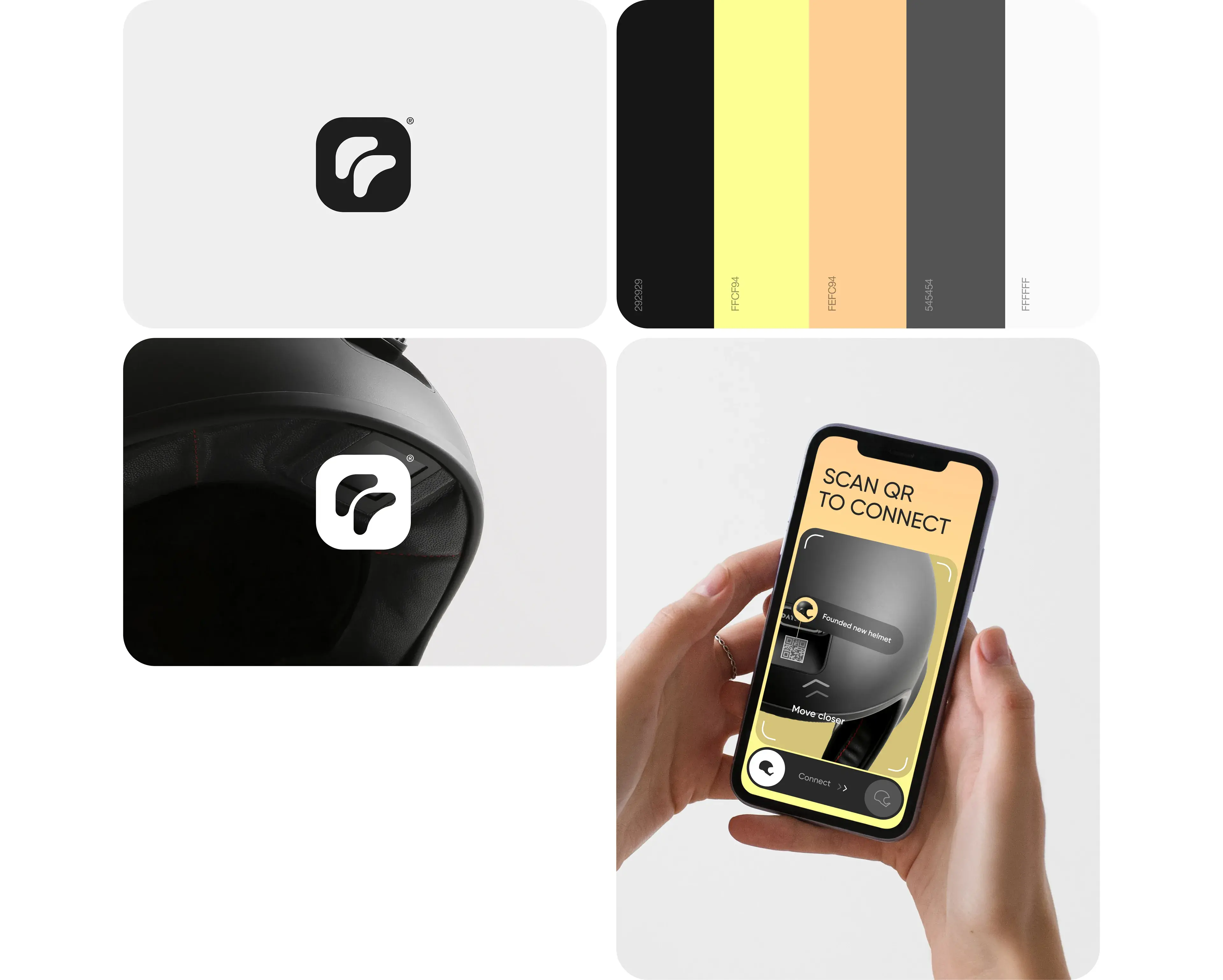 Screenshot of a mobile phone displaying text including 'SCAN QR TO CONNECT', illustrating a user flow for the ridemate app. Screenshot of a mobile phone displaying text including 'SCAN QR TO CONNECT', illustrating a user flow for the ridemate app.