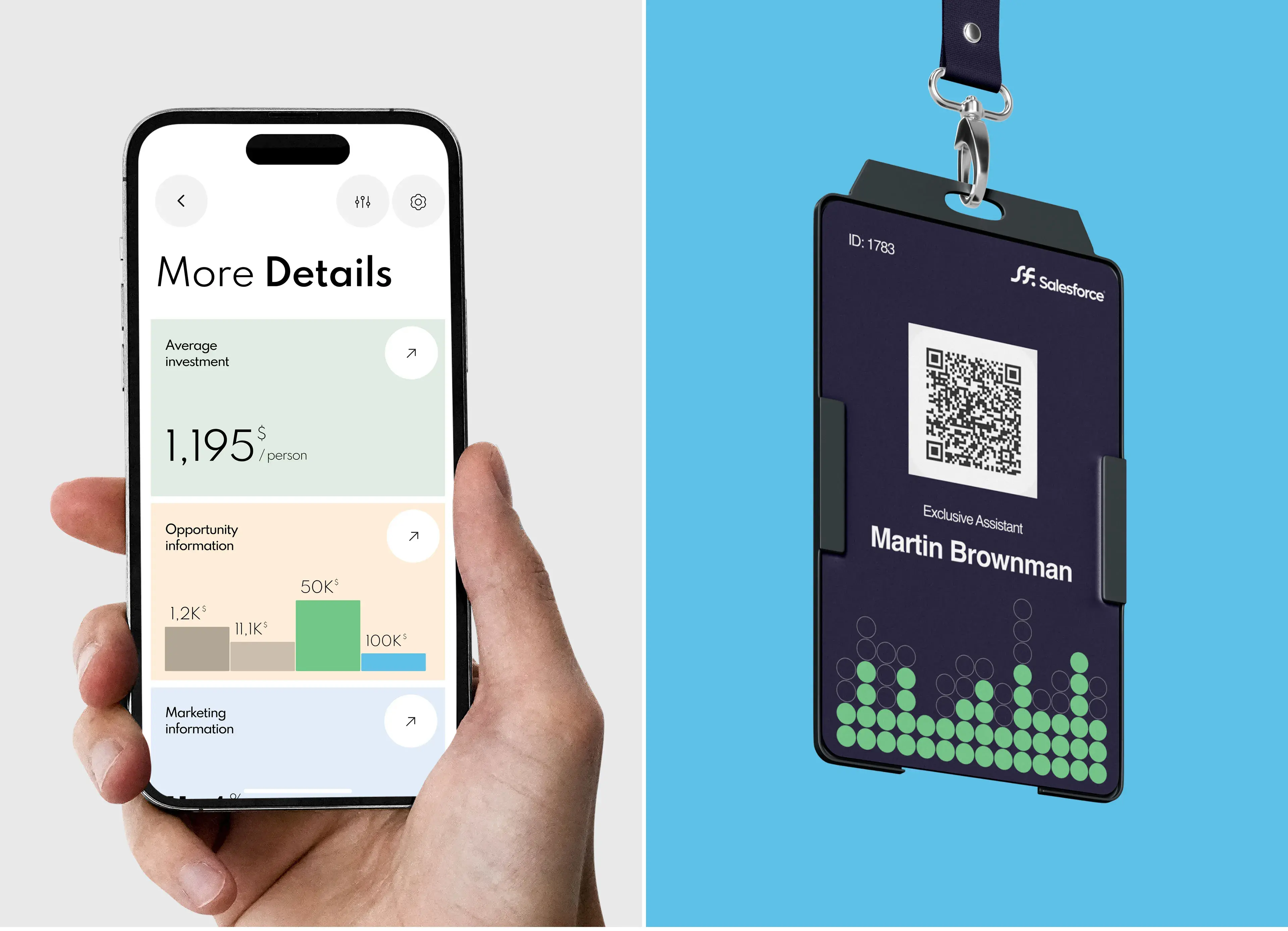 Screenshot of a mobile UI design with a barcode, relevant to CRM/SaaS software. Screenshot of a mobile UI design with a barcode, relevant to CRM/SaaS software.