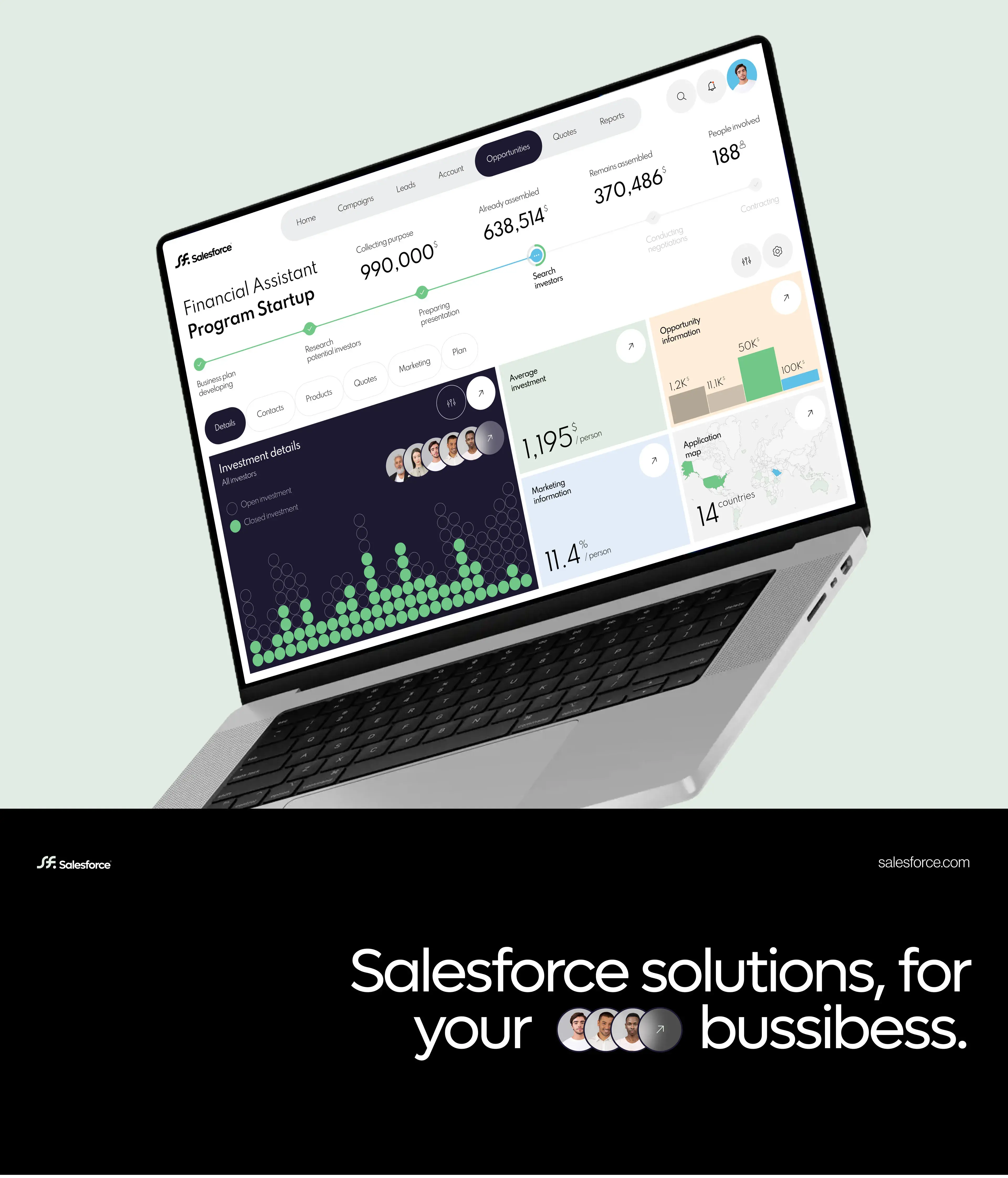 Screenshot of a web application UI for SaaS CRM on a laptop, relevant to Salesforce. Screenshot of a web application UI for SaaS CRM on a laptop, relevant to Salesforce.