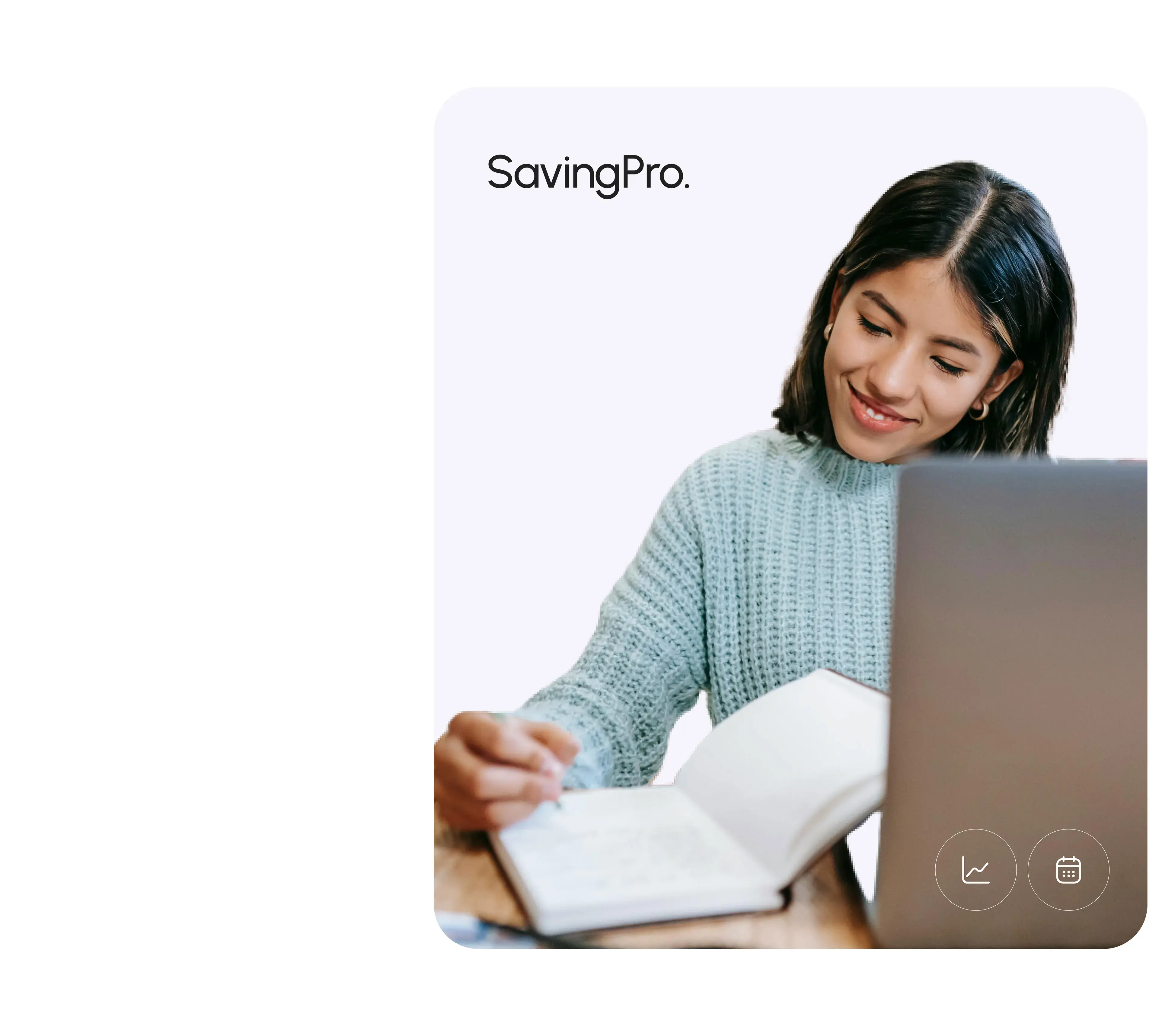 Hands using a laptop showing "SavingPro", relevant to finance mobile app UI/UX design case study. Hands using a laptop showing "SavingPro", relevant to finance mobile app UI/UX design case study.