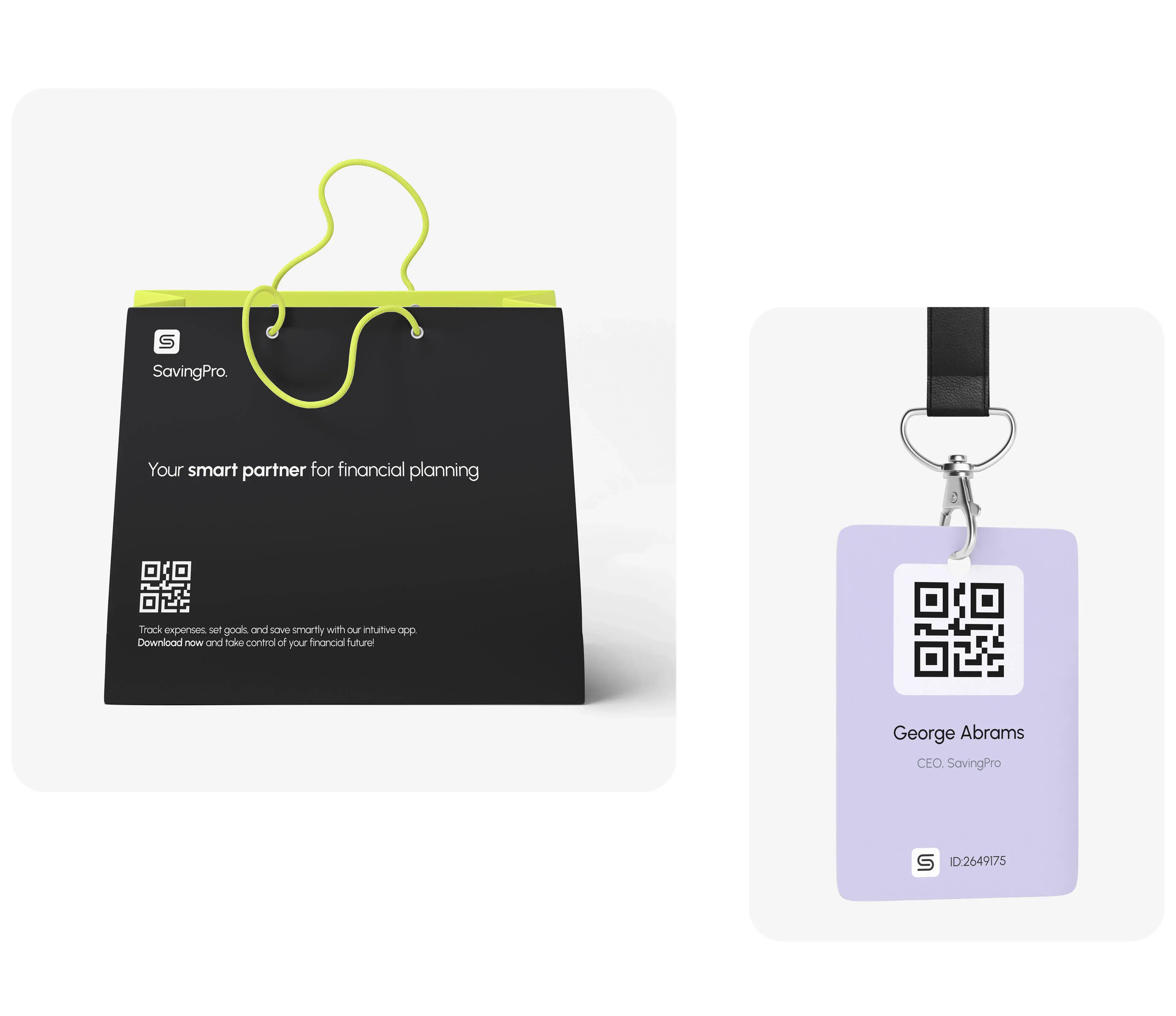 Promotional tote bag for the savingpro app featuring its logo and a 2D barcode. Promotional tote bag for the savingpro app featuring its logo and a 2D barcode.