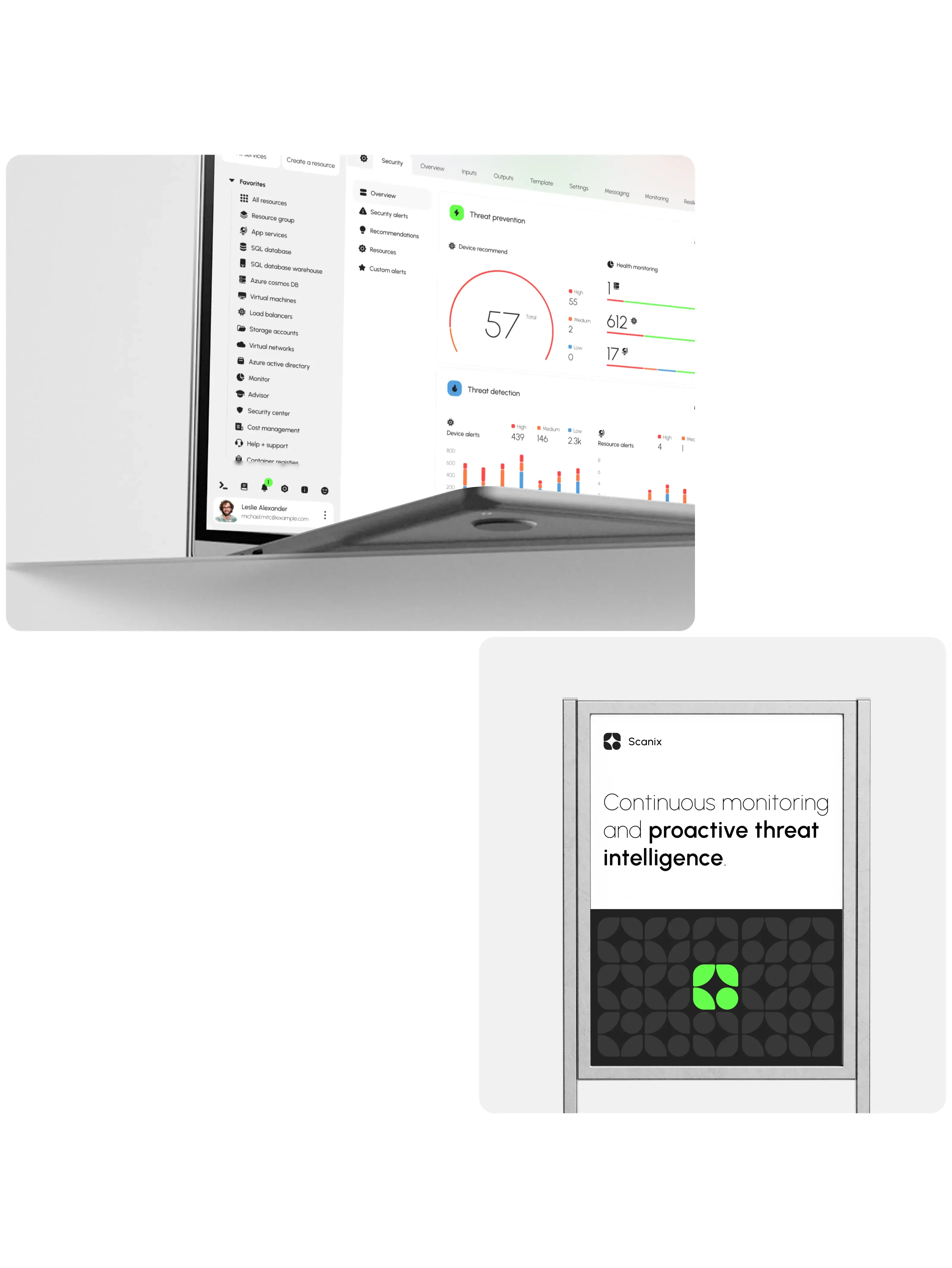 Screenshot of the Scanix AI security SaaS web application UI showing dashboard meter elements. Screenshot of the Scanix AI security SaaS web application UI showing dashboard meter elements.