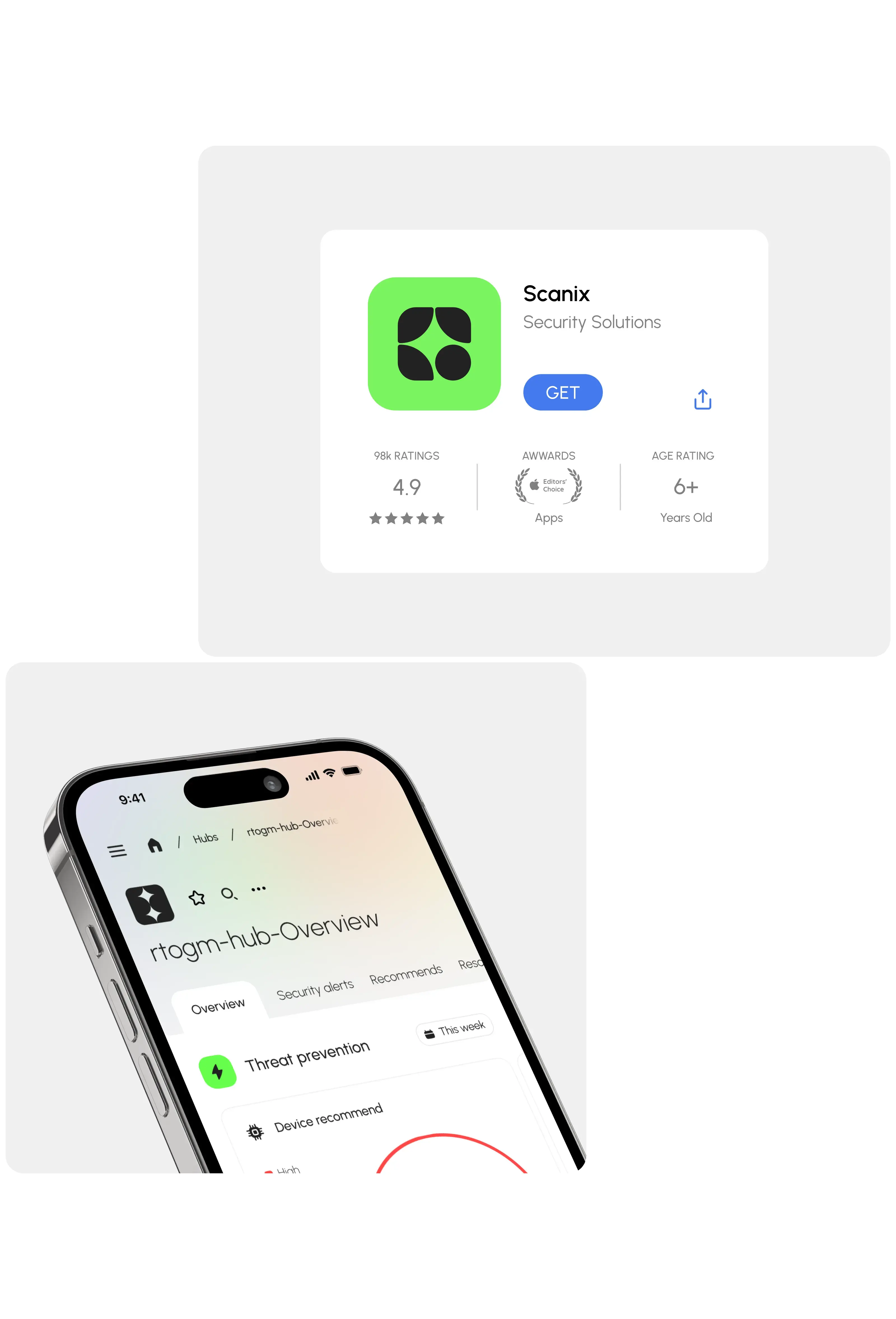 Mobile view of the Scanix AI security SaaS web application interface.