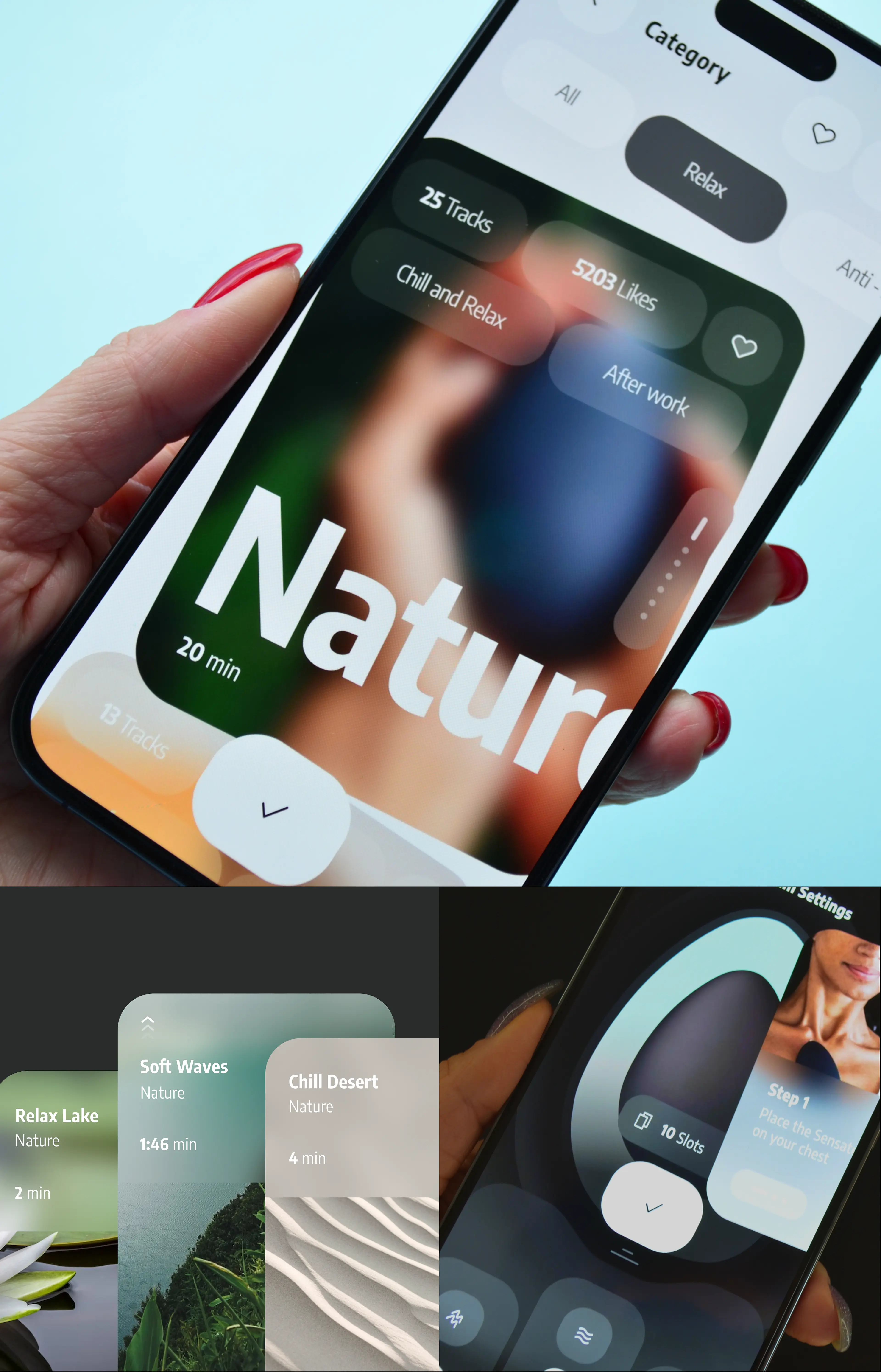 Screenshot of the Sensates mobile app UI on an iPhone. Screenshot of the Sensates mobile app UI on an iPhone.