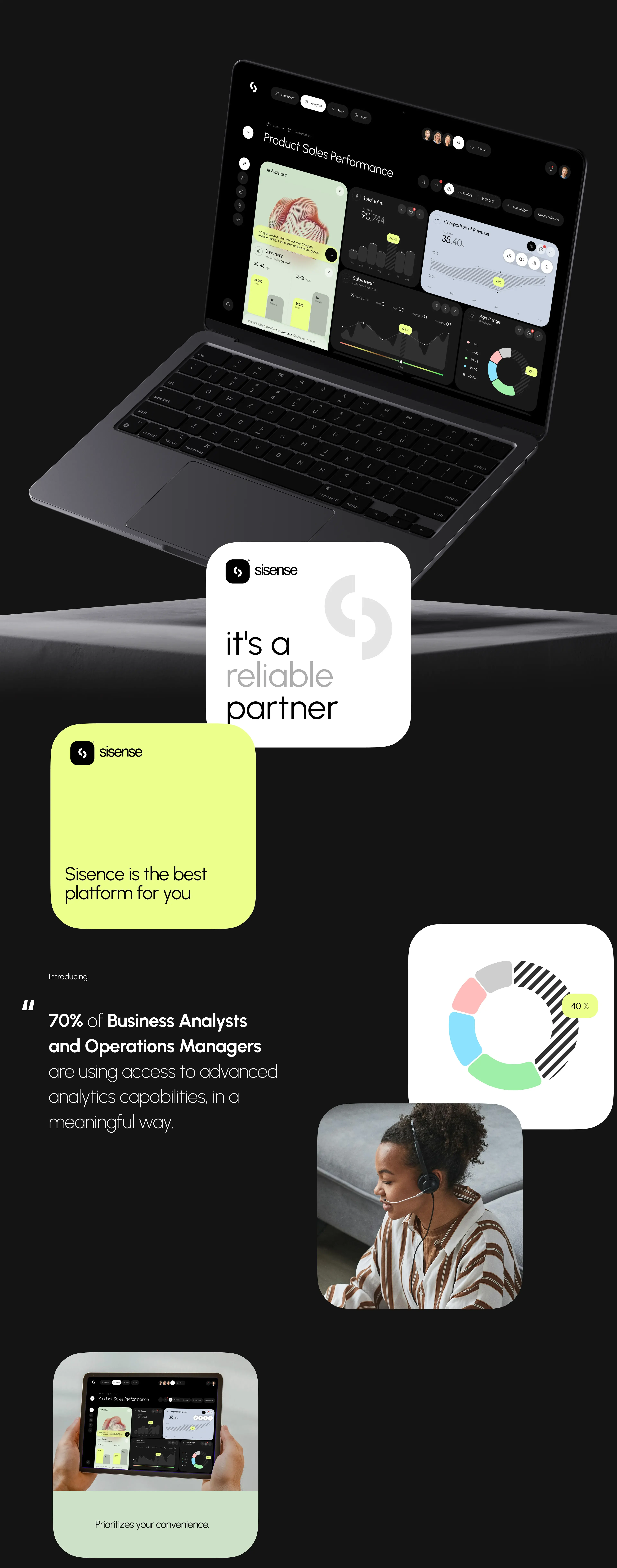 Person using the Sisense AI Assistant web app on a laptop for finance data analysis. Person using the Sisense AI Assistant web app on a laptop for finance data analysis.