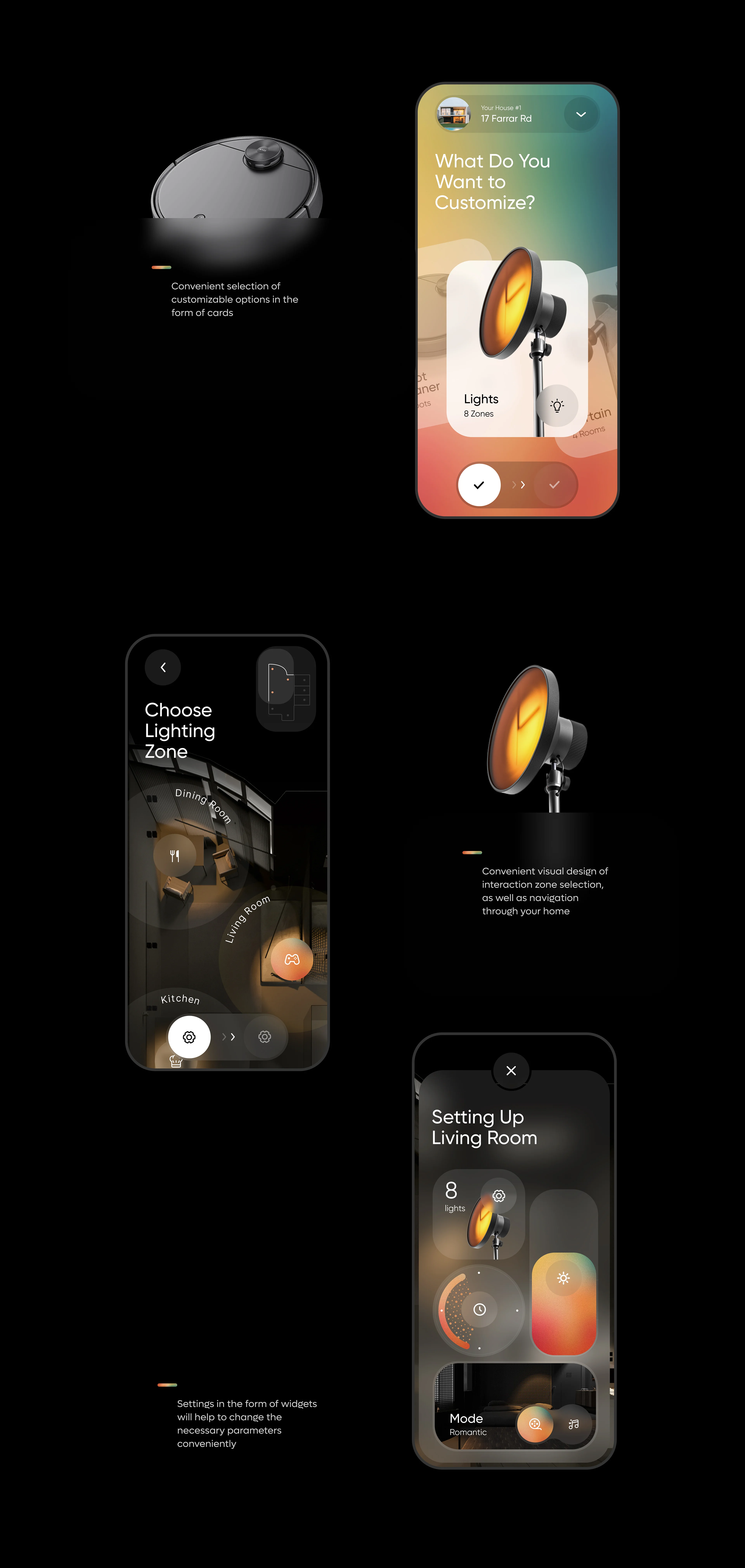 Screenshot of the smarthome app interface displayed on iPhones. Screenshot of the smarthome app interface displayed on iPhones.