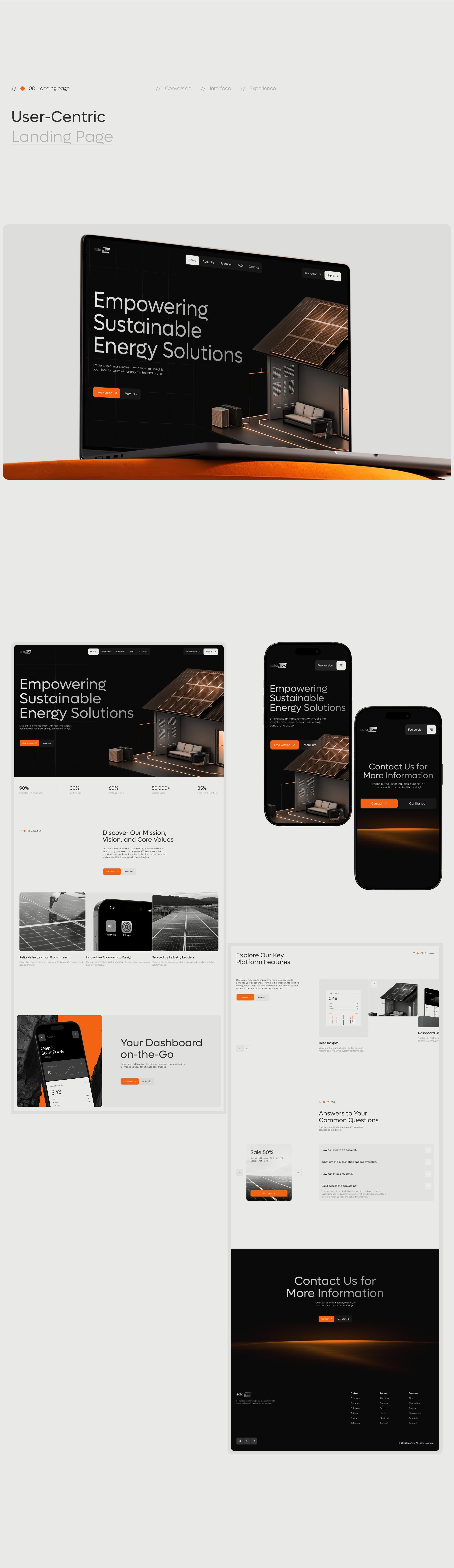 Solaflux solar energy SaaS branding and web UI design sample showing logo and meter graphic. Solaflux solar energy SaaS branding and web UI design sample showing logo and meter graphic.