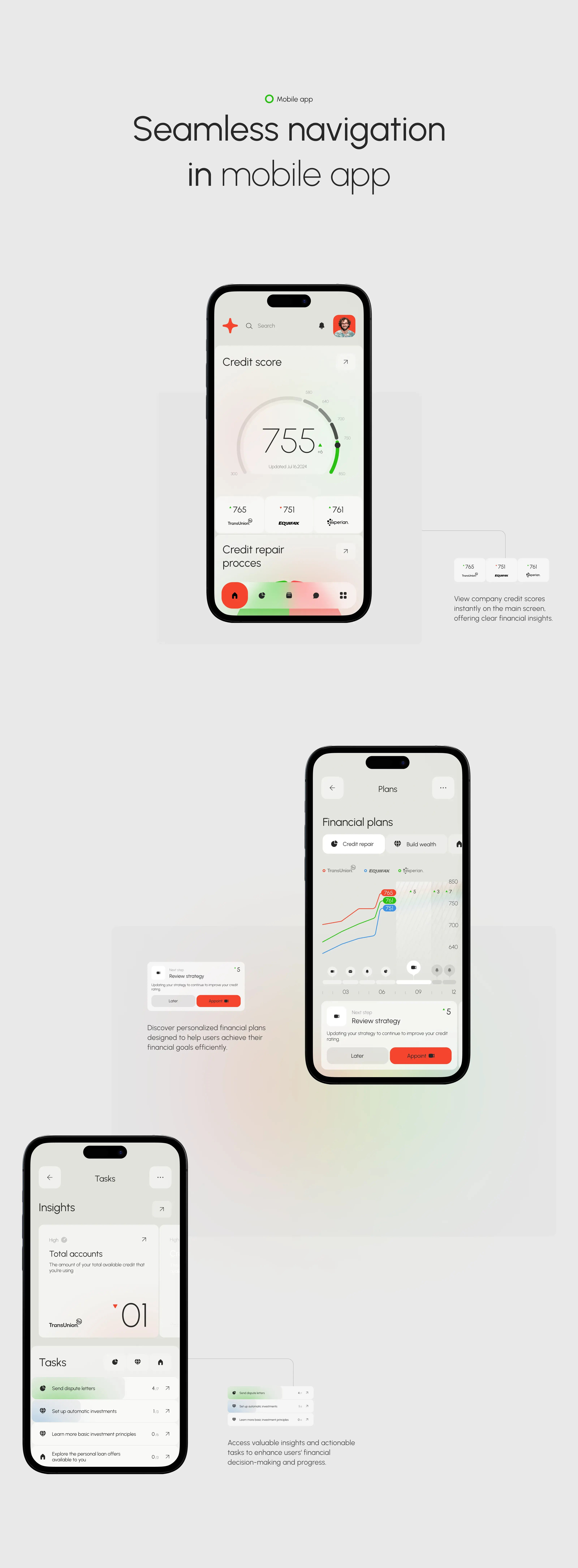 Spendex credit SaaS mobile app UI design shown on multiple smartphones. Spendex credit SaaS mobile app UI design shown on multiple smartphones.