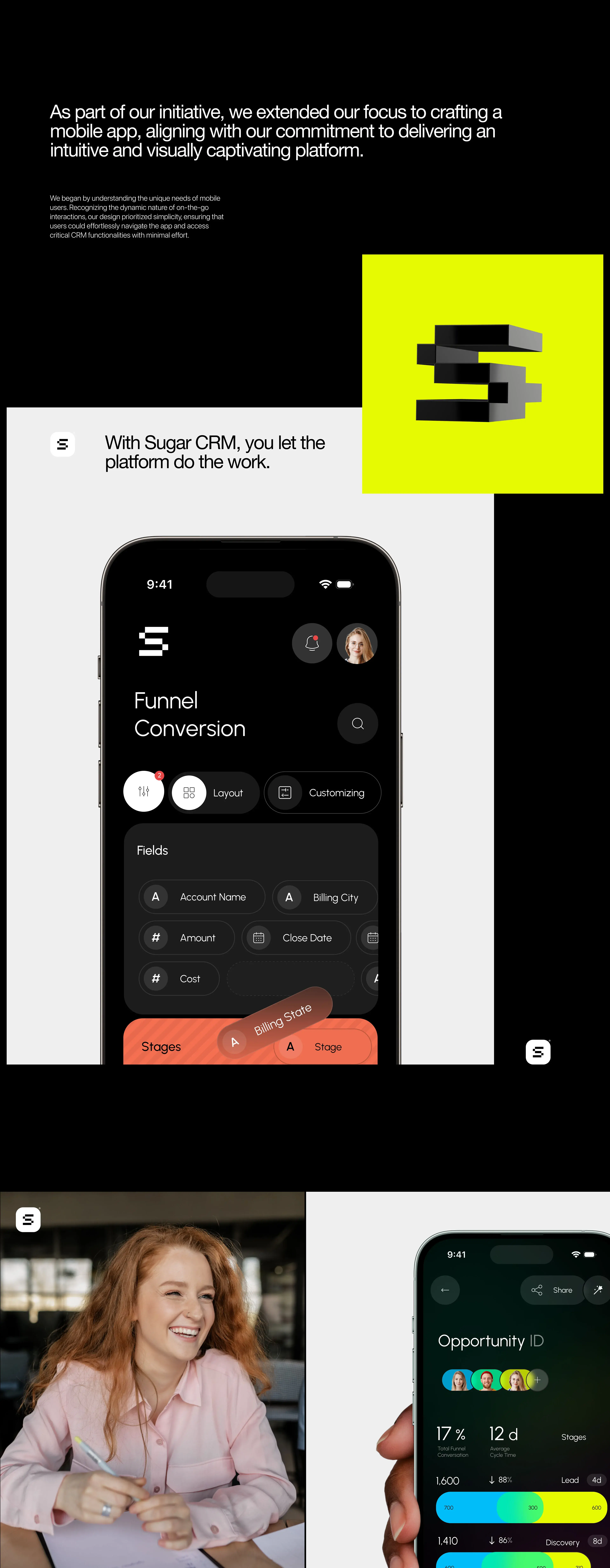 Screenshot of an enterprise CRM mobile interface showcasing the application's design. Screenshot of an enterprise CRM mobile interface showcasing the application's design.
