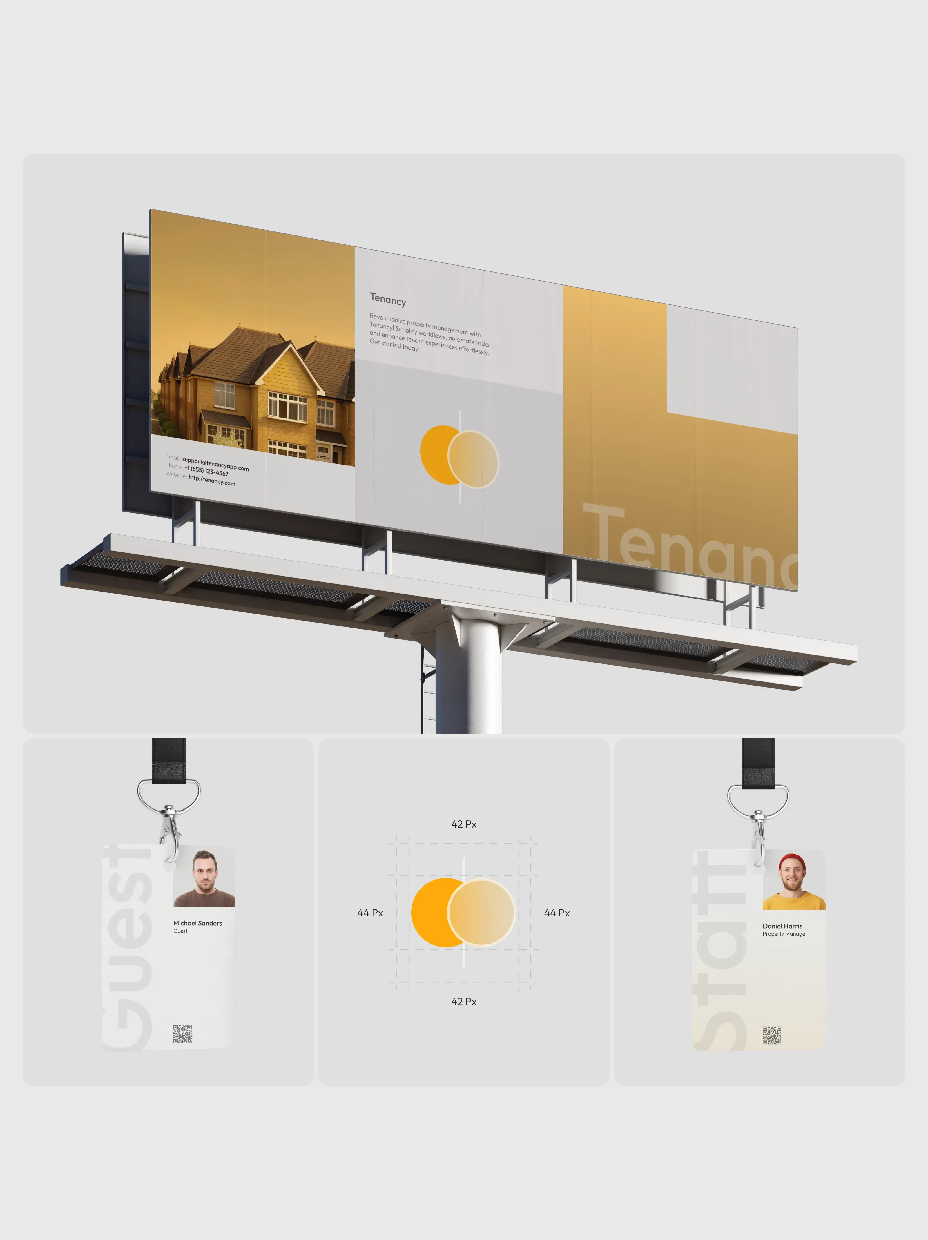 Digital billboard displaying UI design for a property management SaaS app. Digital billboard displaying UI design for a property management SaaS app.