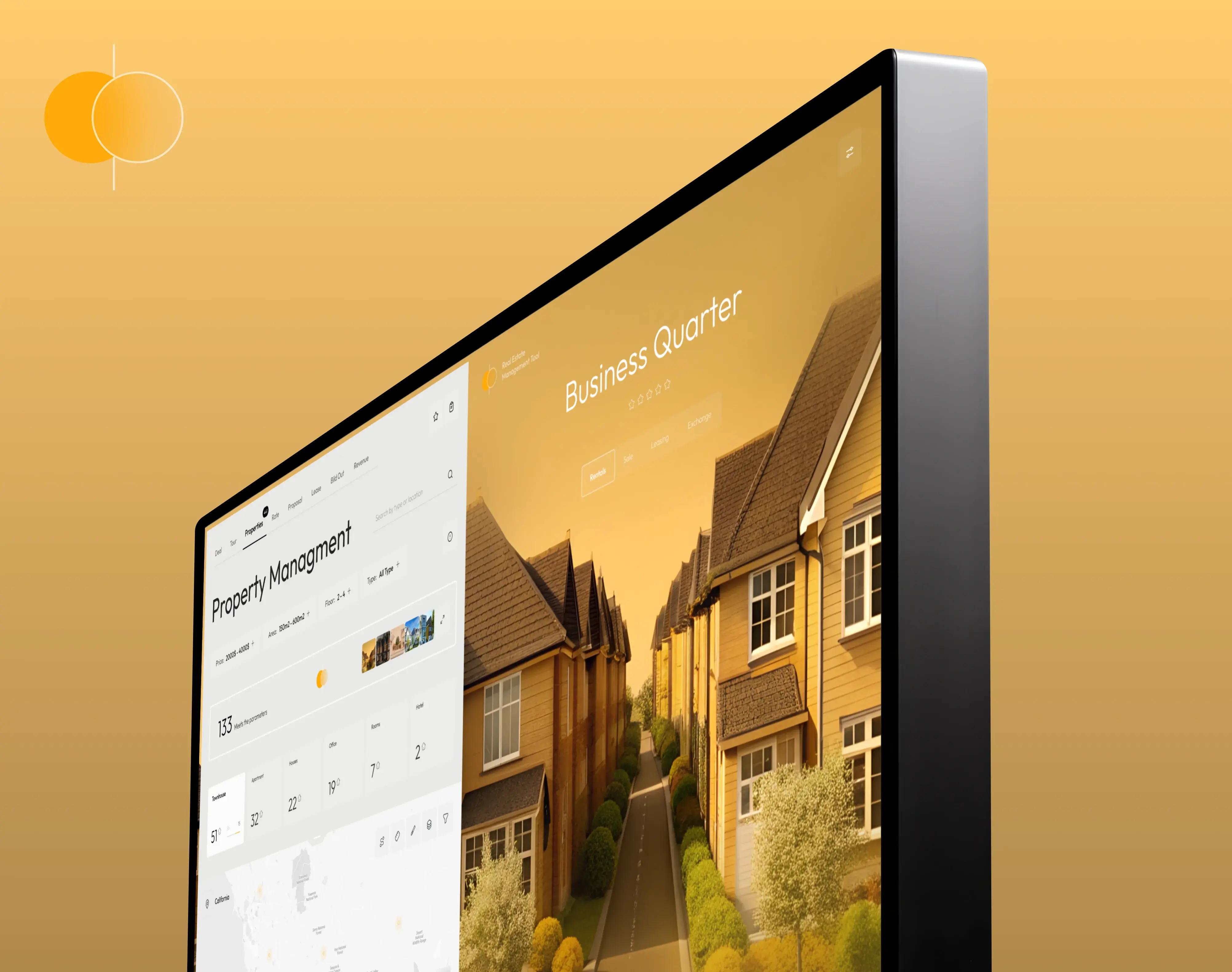 Screenshot of the UX/UI design for a property management SaaS mobile app.