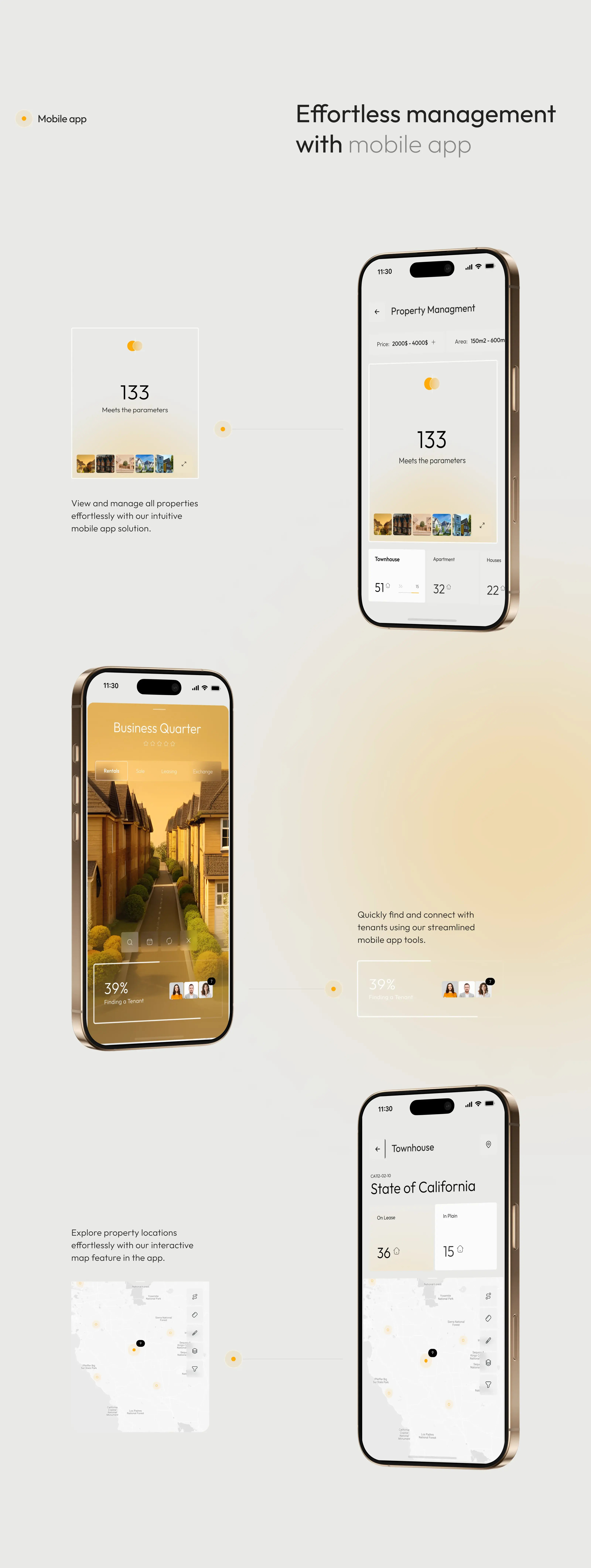 Screenshot of a property management mobile app interface, demonstrating UX/UI design. Screenshot of a property management mobile app interface, demonstrating UX/UI design.