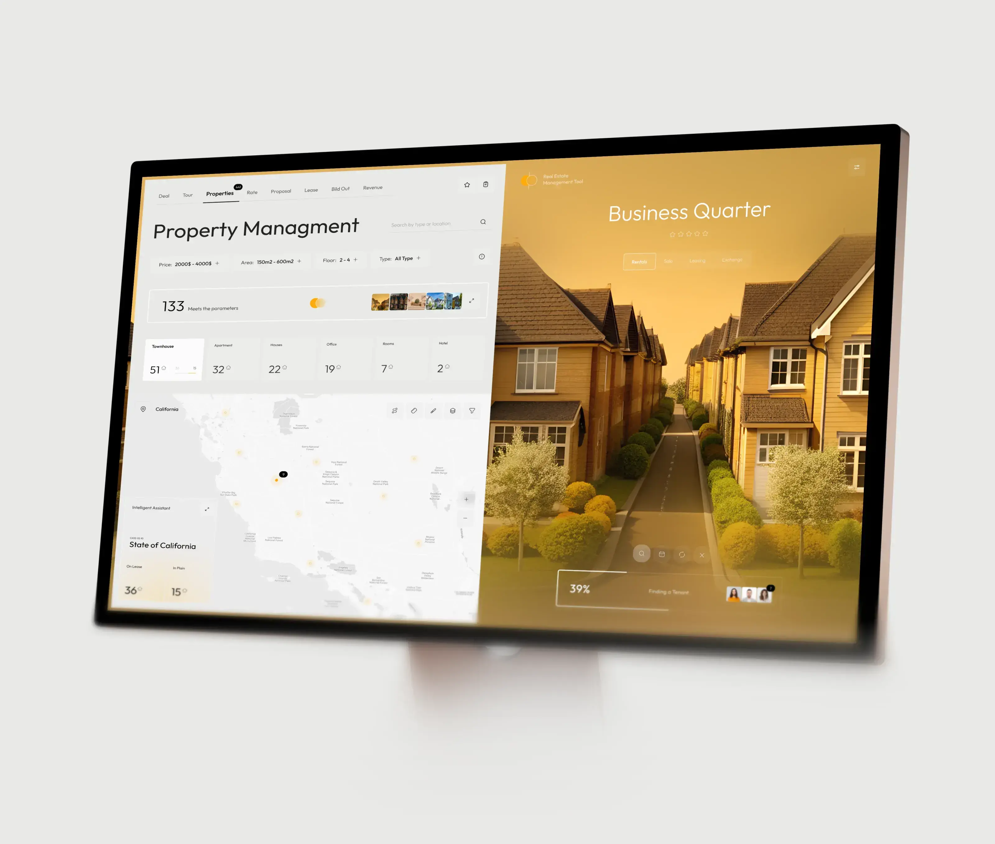 Screenshot: User interface of a tenancy-property management software on a tablet. Screenshot: User interface of a tenancy-property management software on a tablet.
