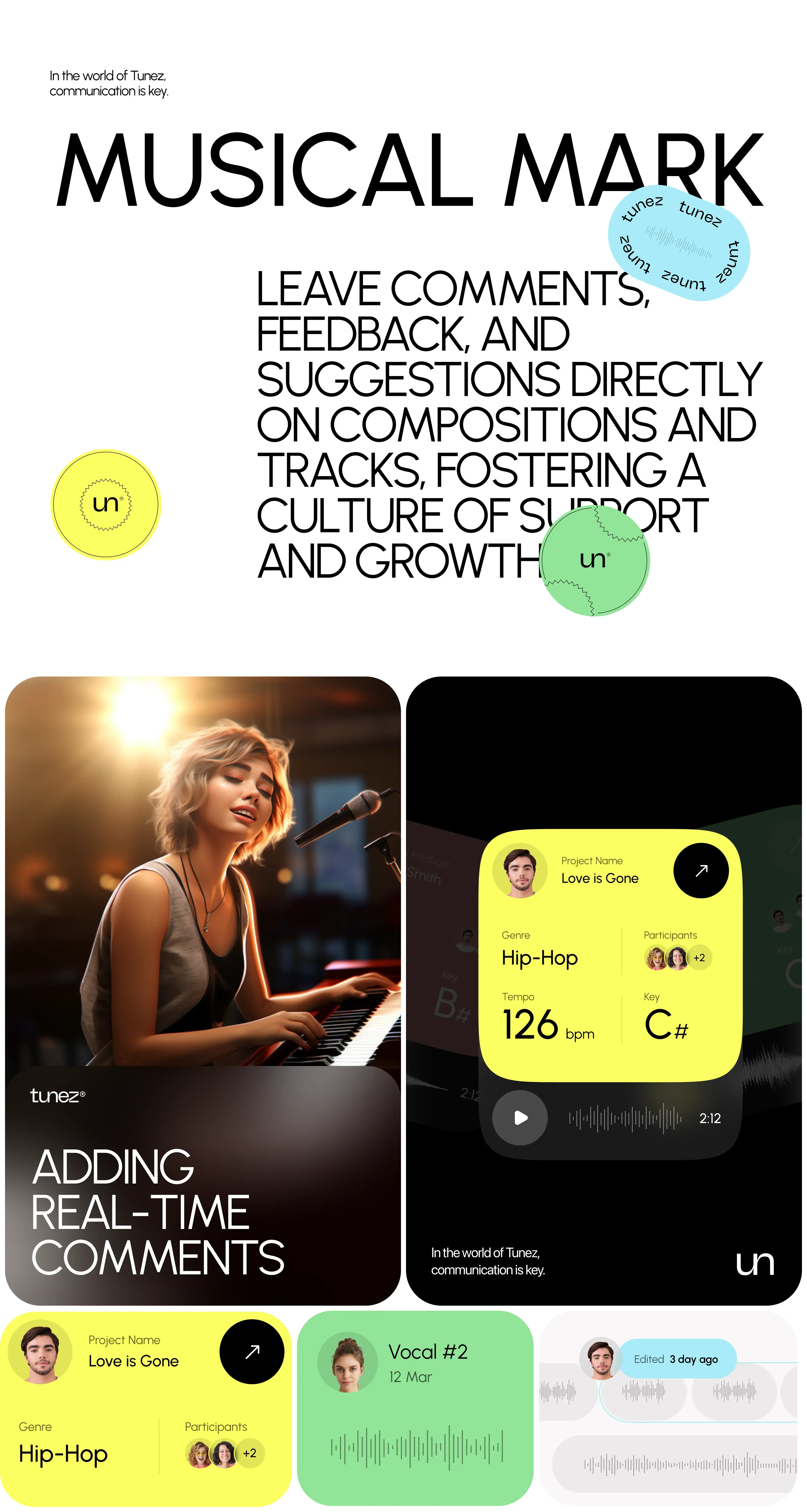 Screenshot graphic for the together-music-maker mobile app's online advertising, featuring people. Screenshot graphic for the together-music-maker mobile app's online advertising, featuring people.