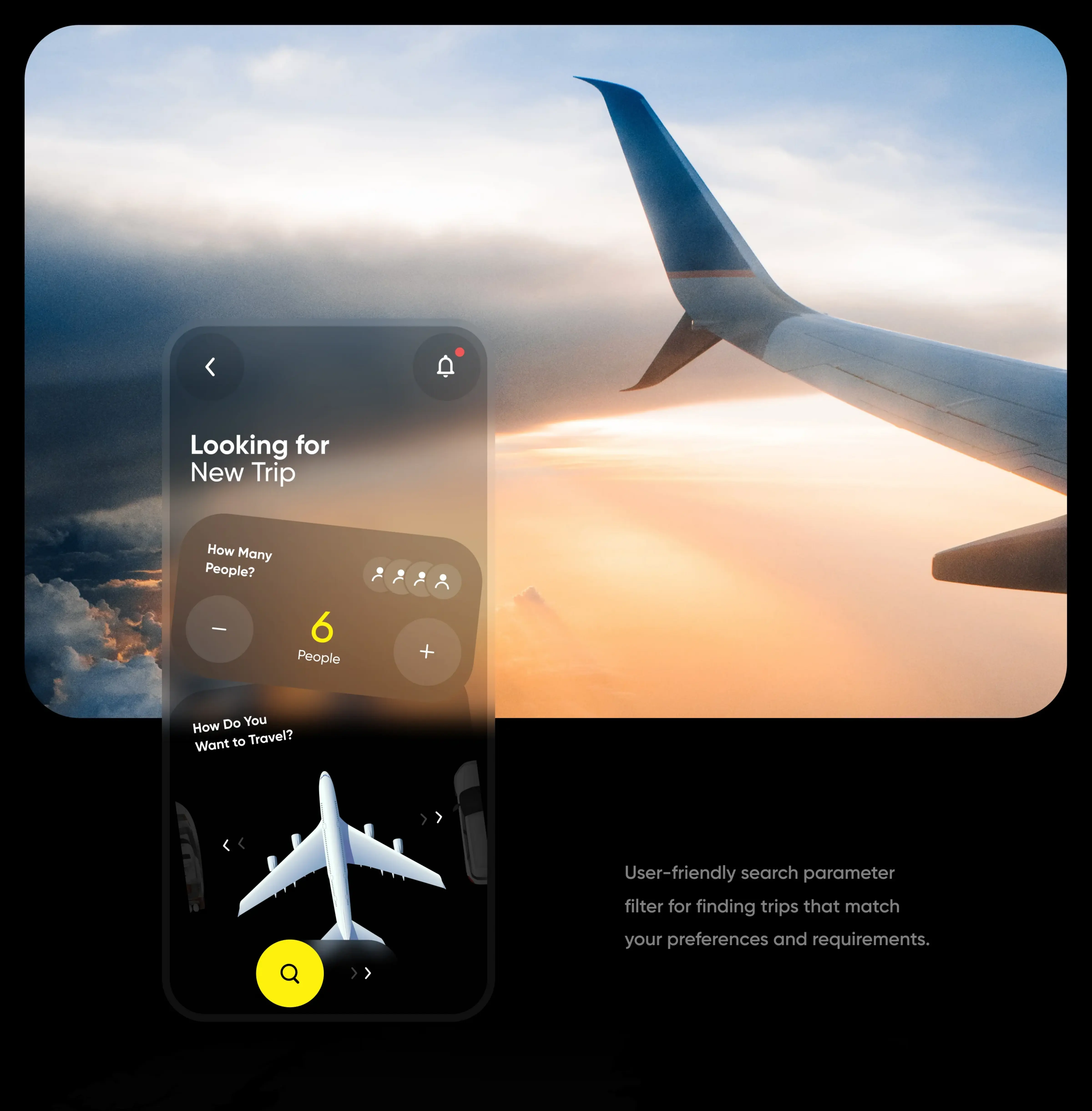 Mobile phone displaying a travel service app interface, relevant to flight and air travel booking. Mobile phone displaying a travel service app interface, relevant to flight and air travel booking.