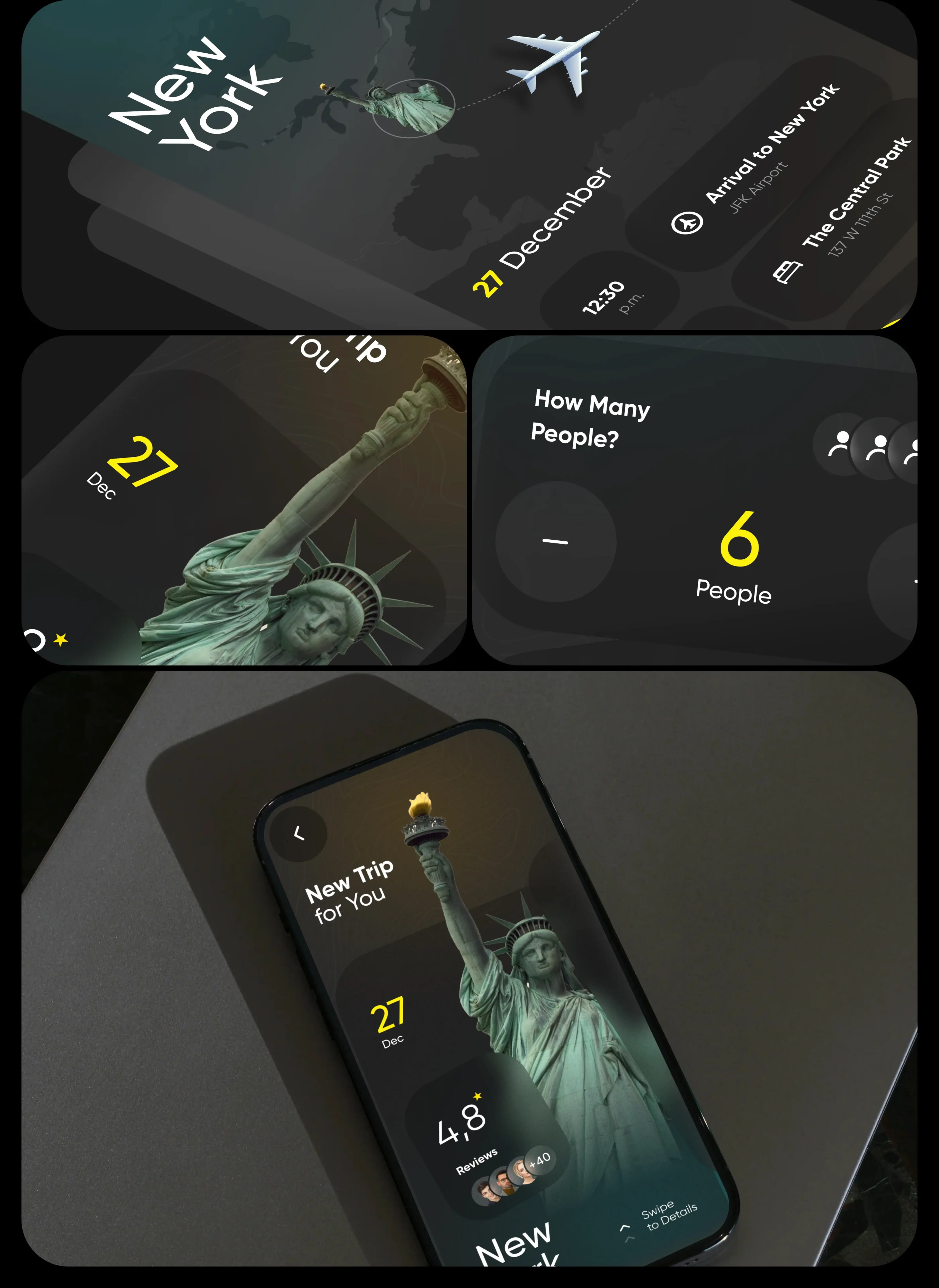 Interface screenshot of a startup's travel service mobile app on an iPhone. Interface screenshot of a startup's travel service mobile app on an iPhone.