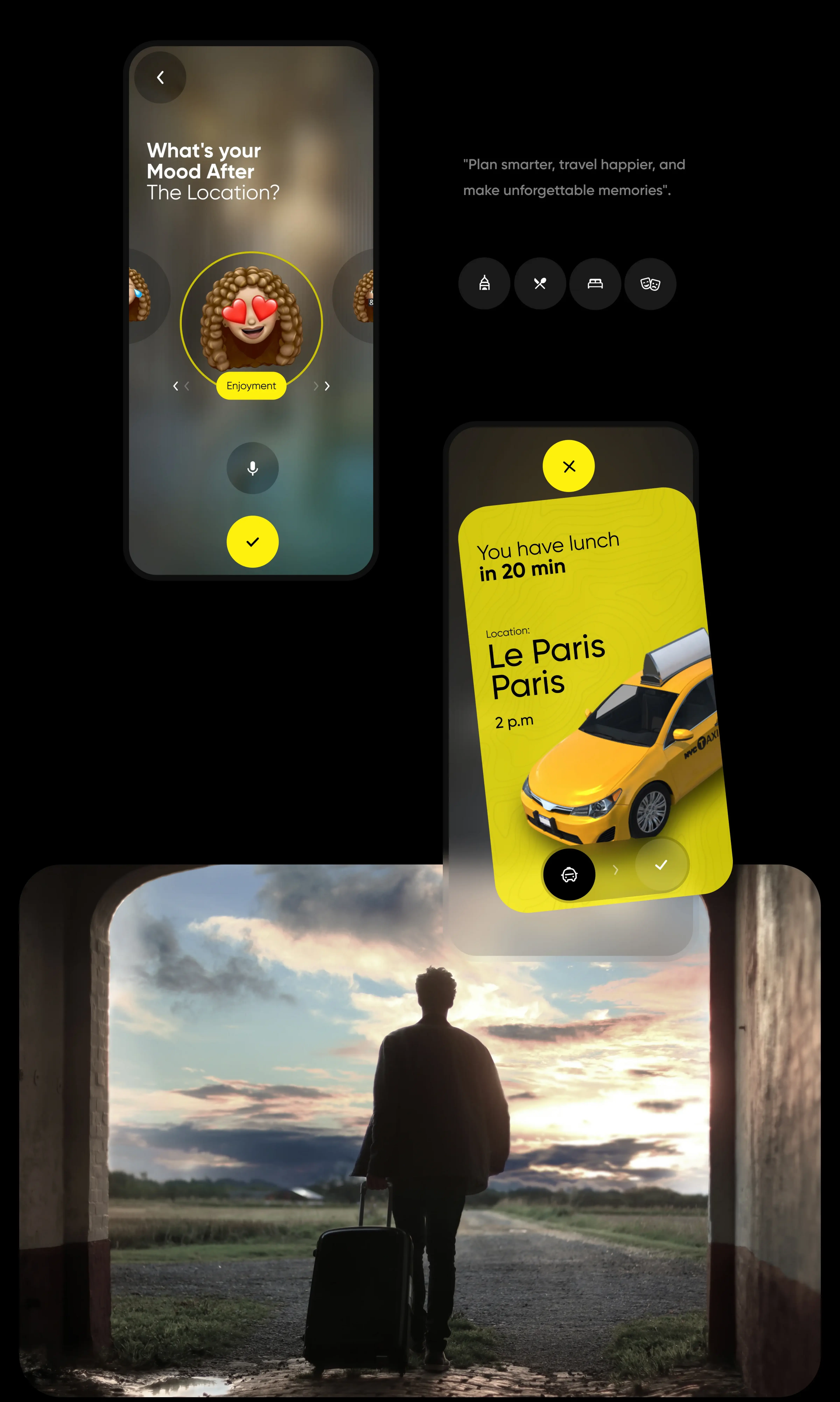 A person uses a travel service mobile app next to a car and luggage. A person uses a travel service mobile app next to a car and luggage.